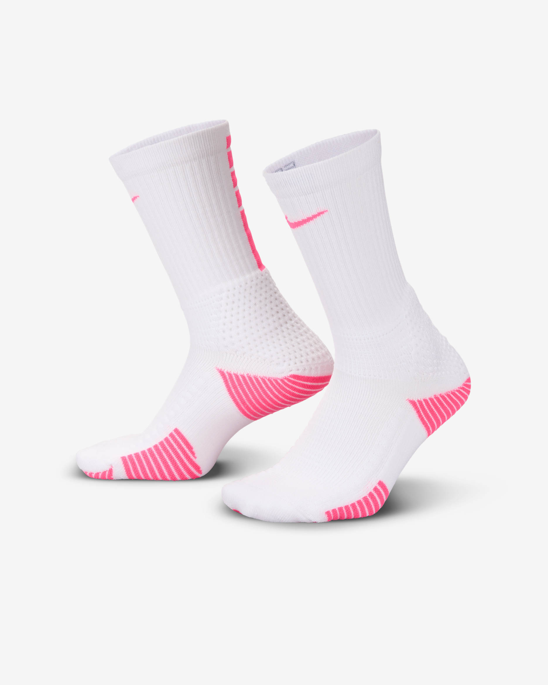 Nike Elite 2.0 Cushioned Crew Socks (1 Pair) - White/Wolf Grey/Hyper Pink