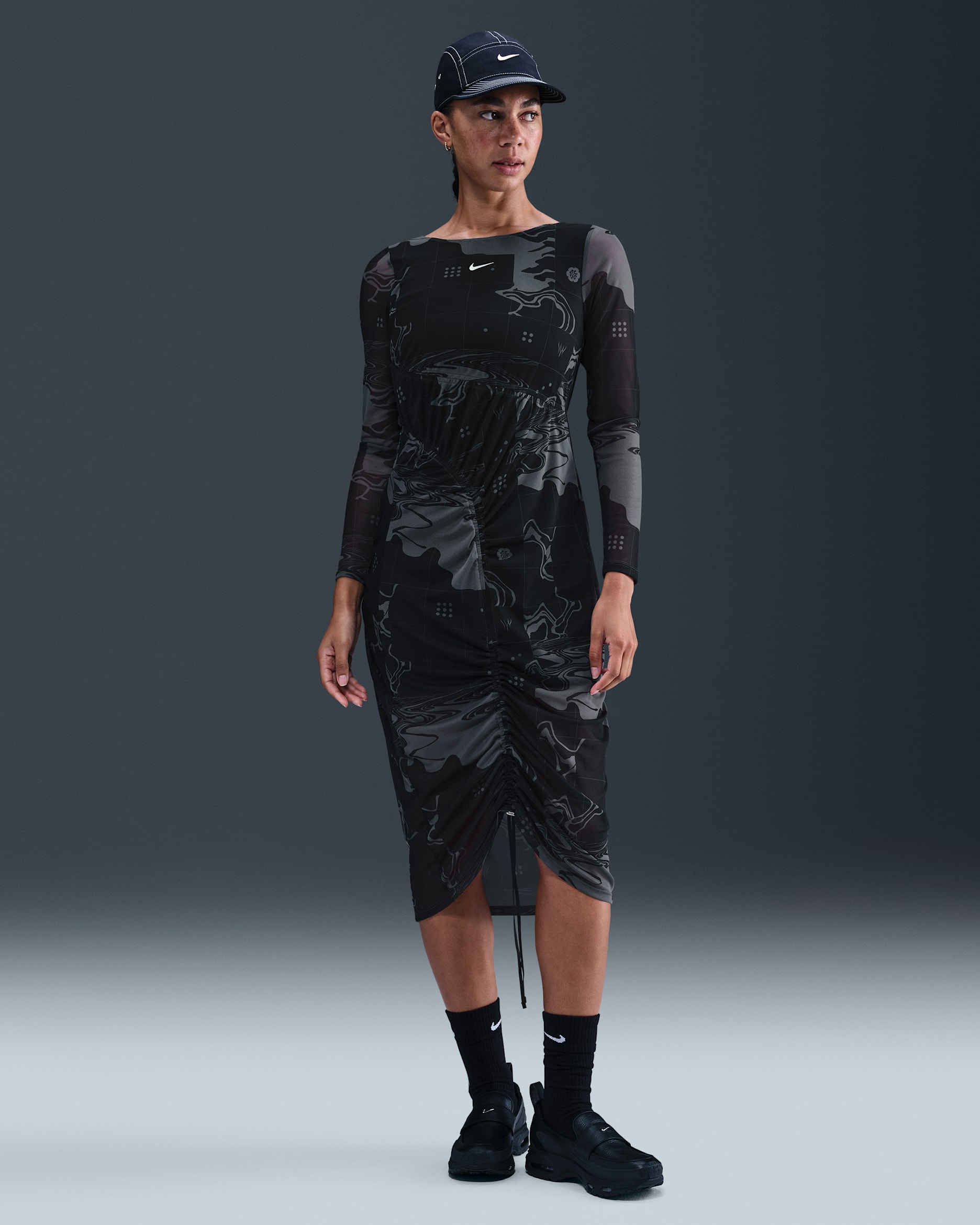 Serena Williams Design Crew Women's Mesh Midi Dress - Smoke Grey/Black/Mint Foam