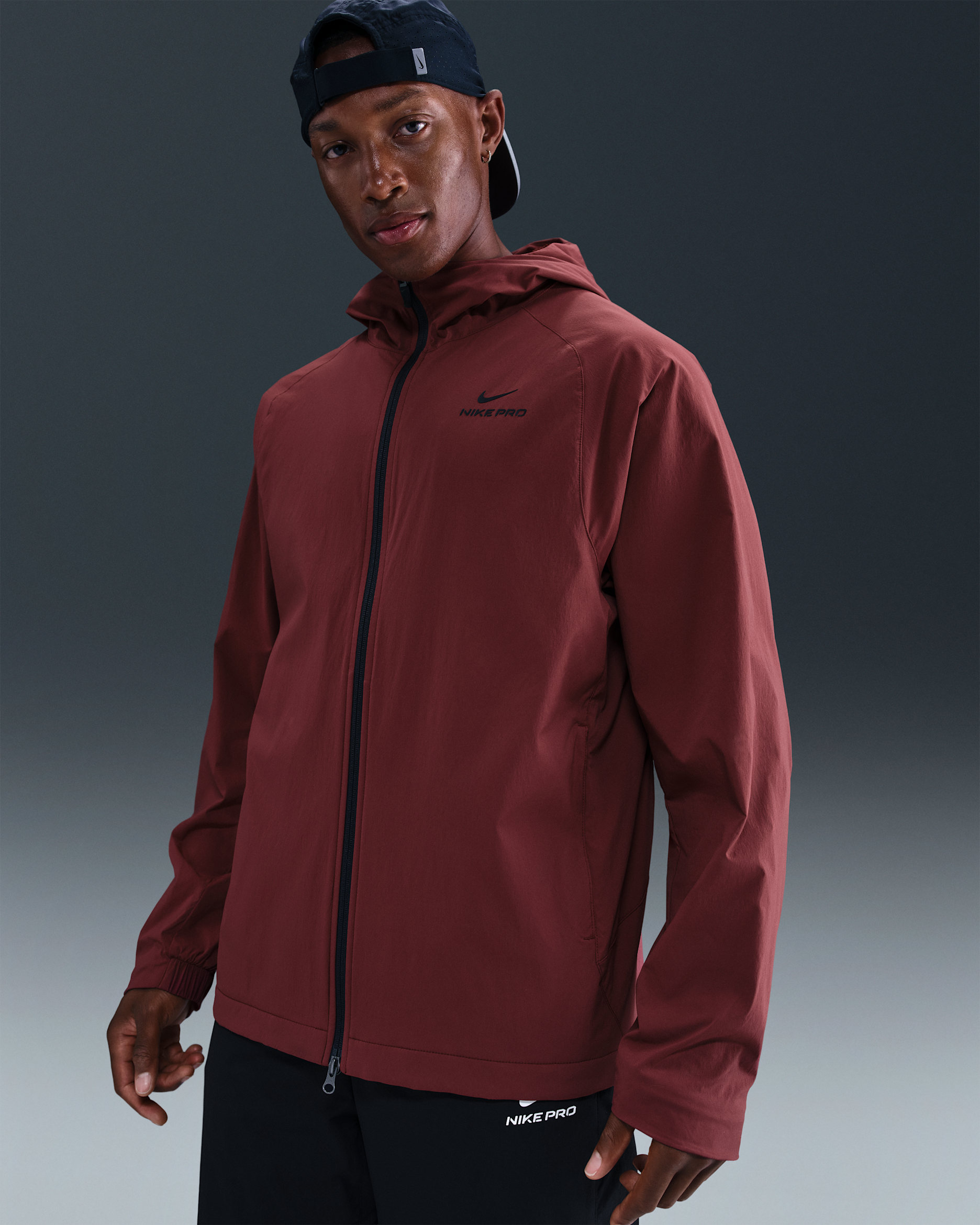 Chamarra Therma-FIT ADV para hombre Nike Pro Octa - Rojo team oscuro/Negro