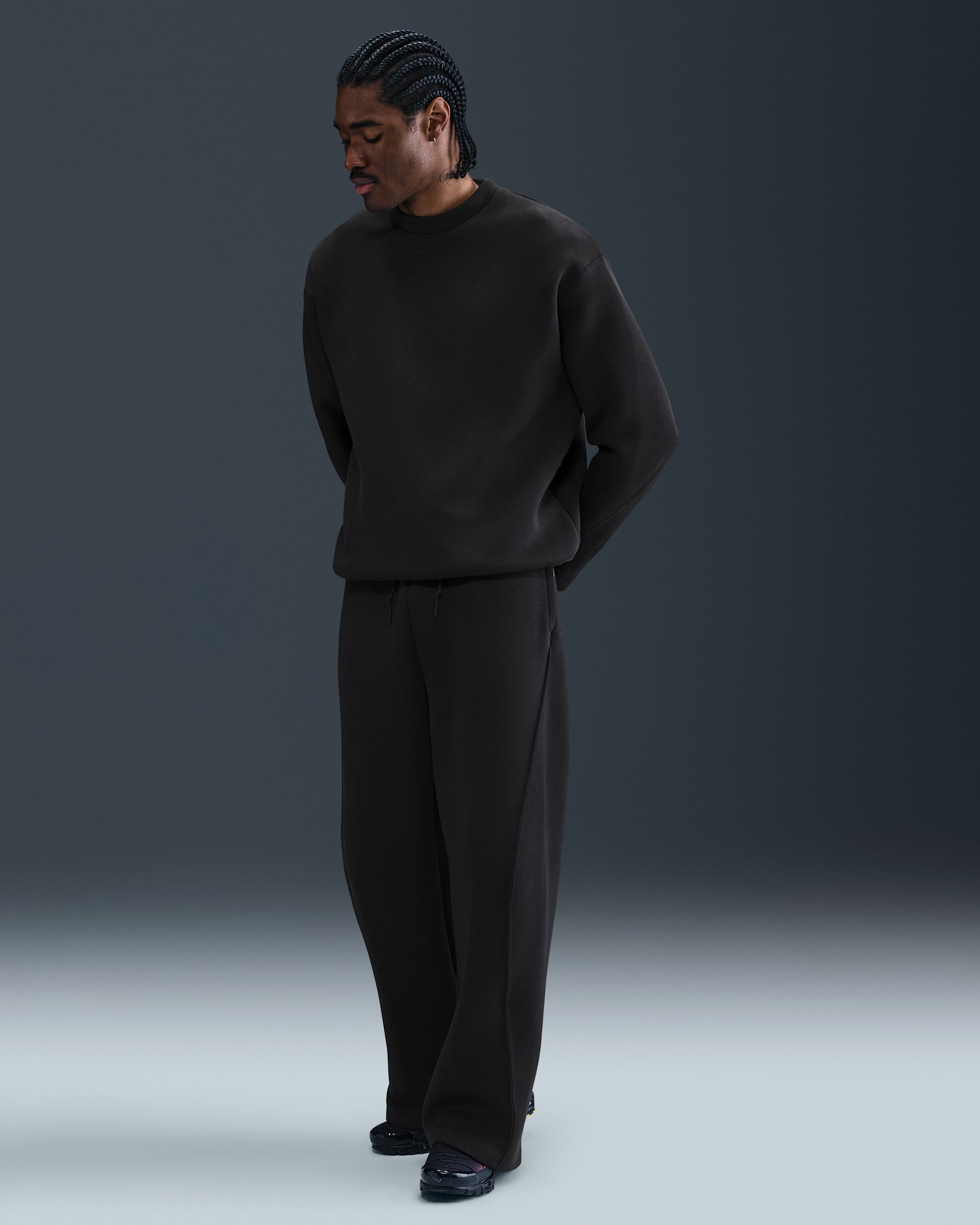 Nike Tech Men's Fleece Loose-Fit Open Hem Pants - Black/Black