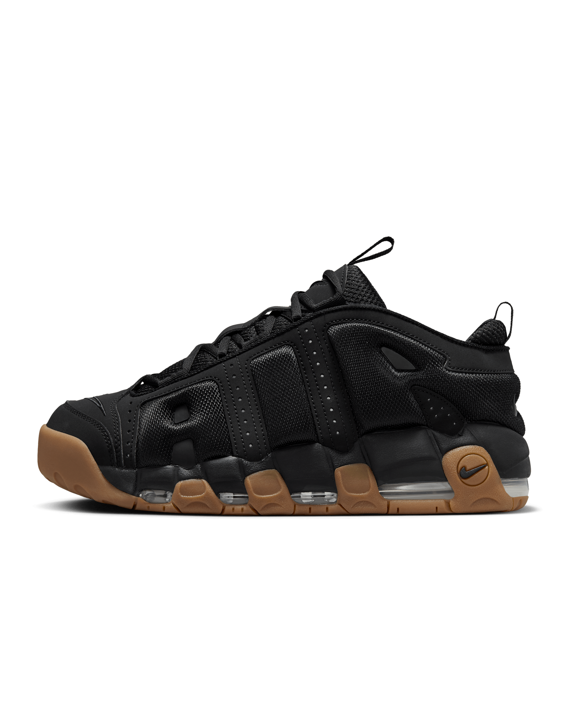 Nike Air More Uptempo Low Men's Shoes - Black/Gum Medium Brown/Black