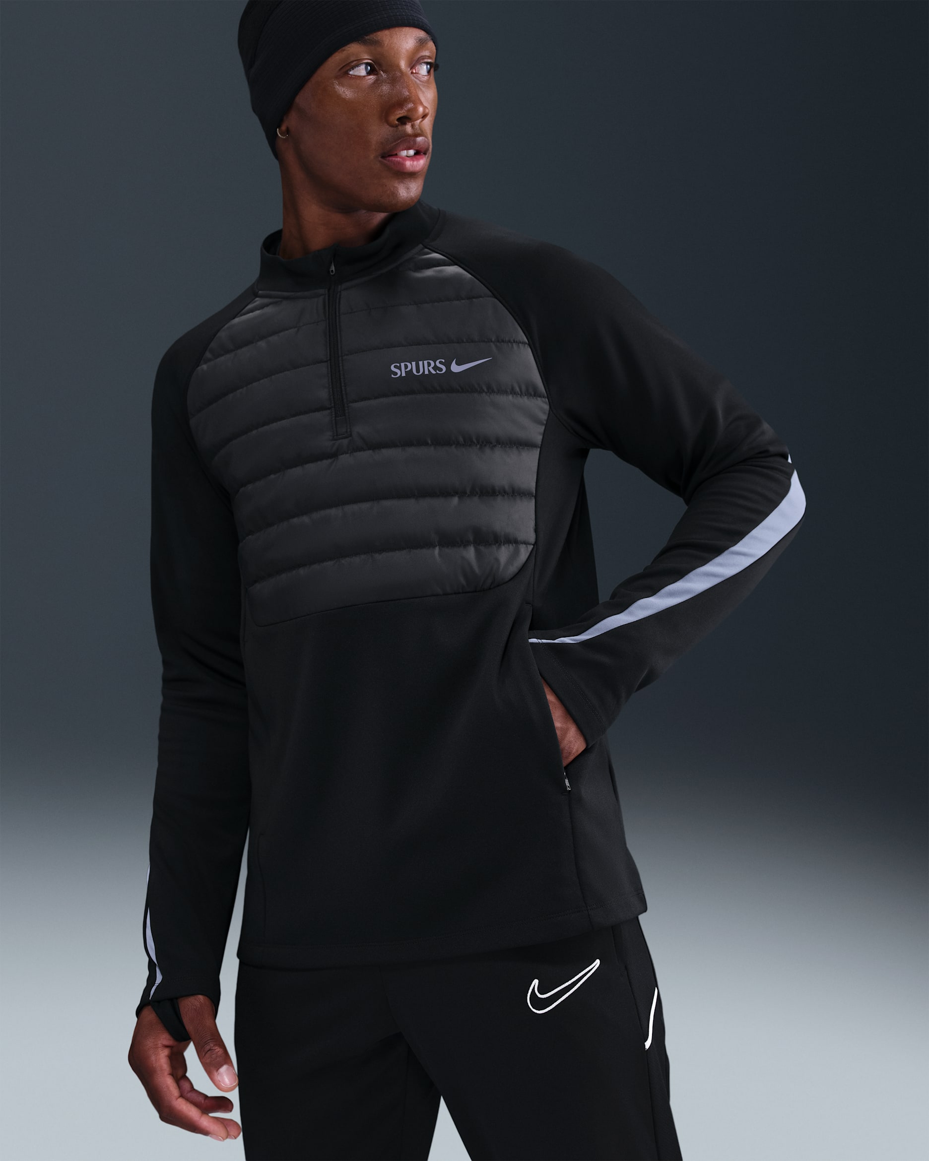 Maglia per allenamento Nike Football Therma-FIT Tottenham Hotspur Academy Winter Warrior – Uomo - Nero/Ashen Slate/Ashen Slate