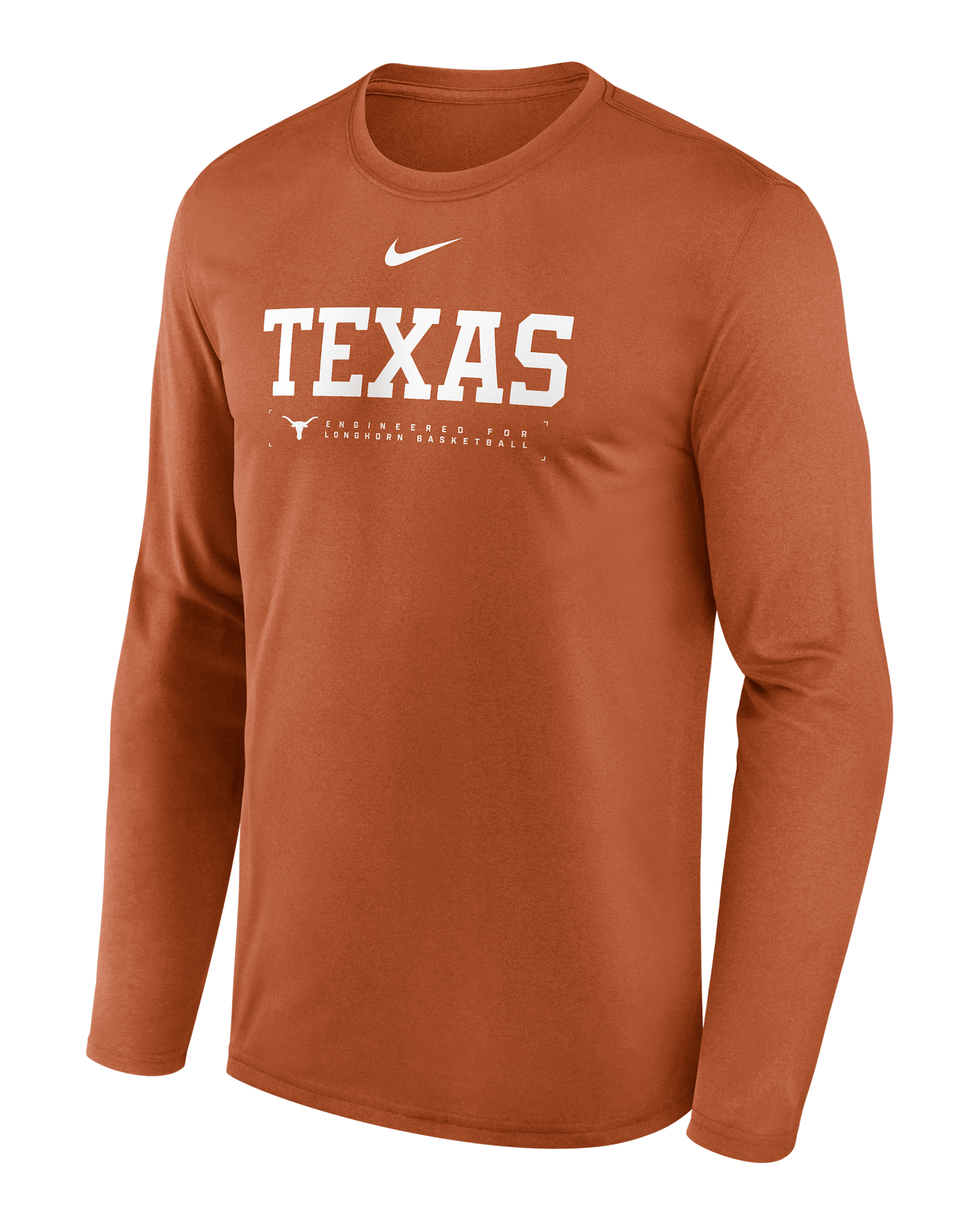 Texas Courtside Basketball Shootaround Legend Men's Nike Dri-FIT College Long-Sleeve T-Shirt - Burnt Orange