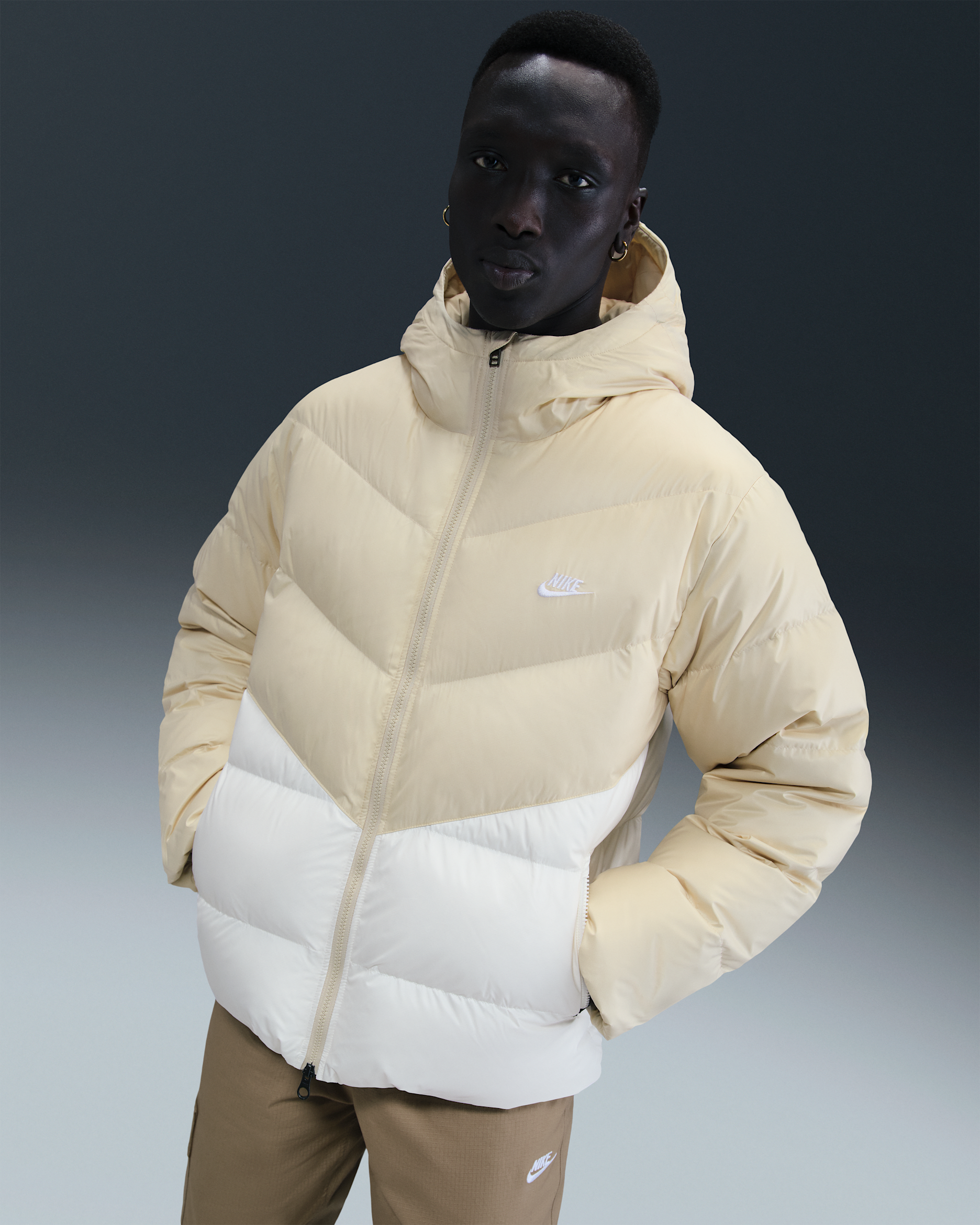 Nike Windrunner Men's Down Jacket - Light Khaki/Sail/White