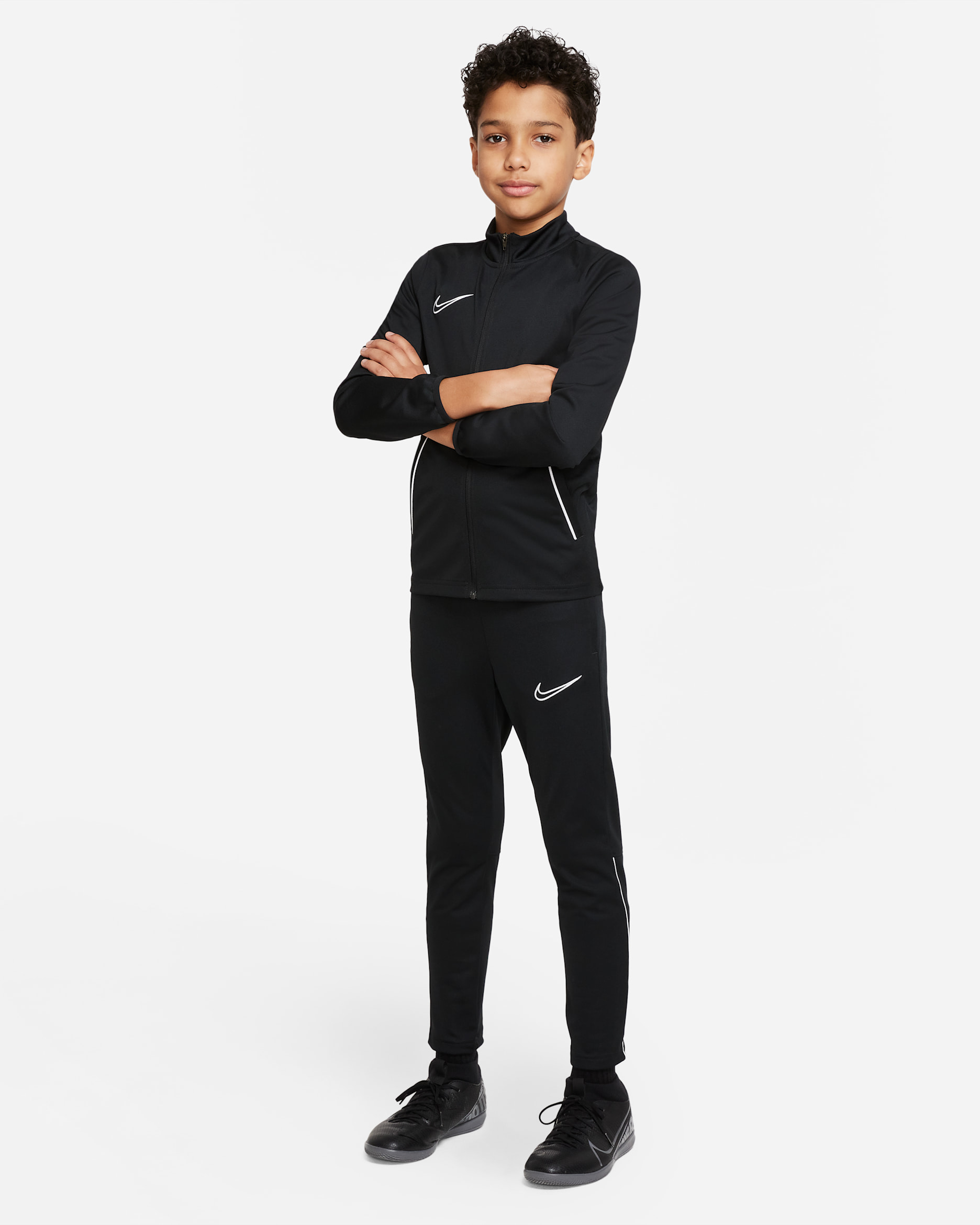 Nike Dri-FIT Academy Older Kids' Knit Football Tracksuit - Black/White/White