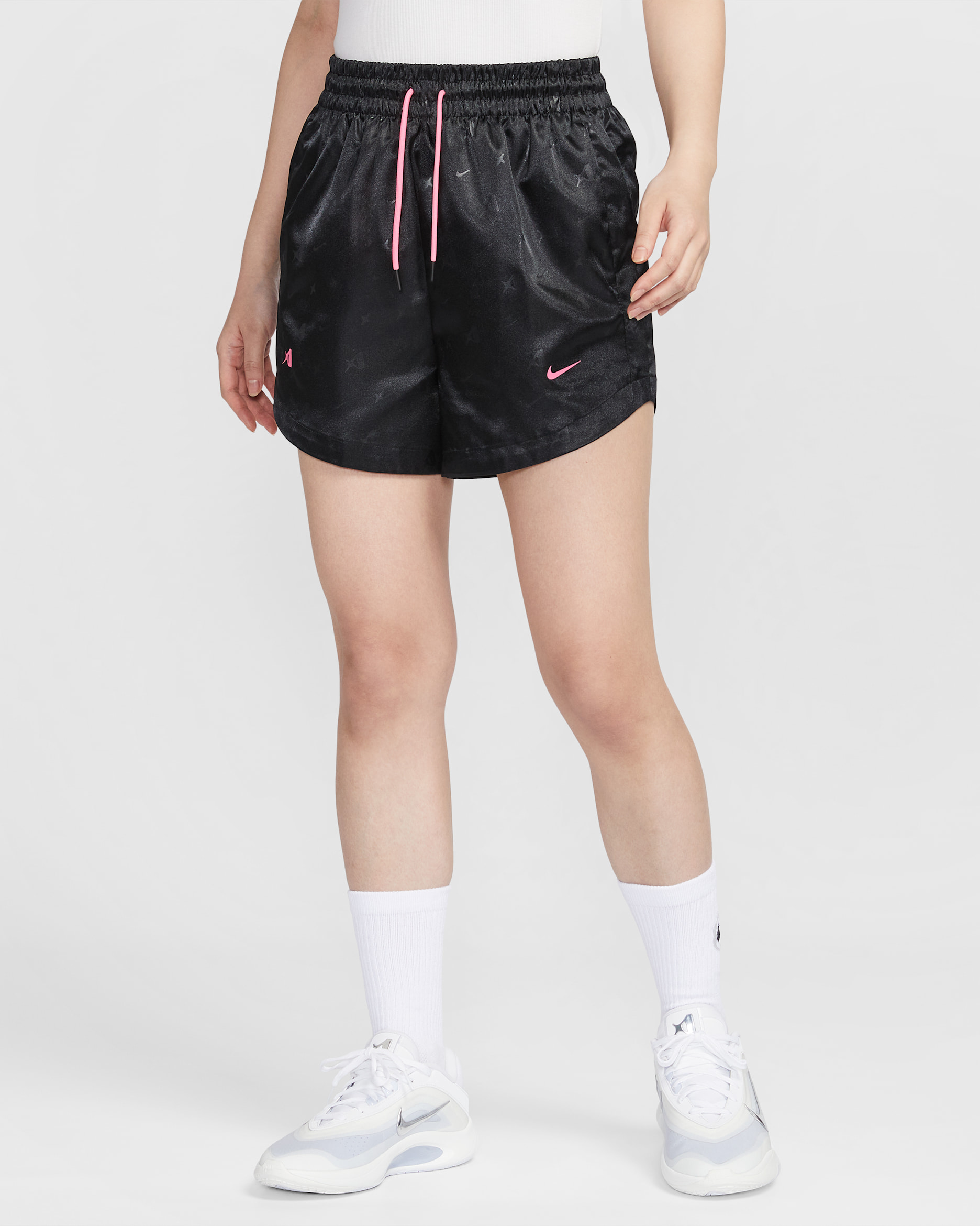 A'ja Wilson Women's Basketball Shorts - Black/Laser Pink