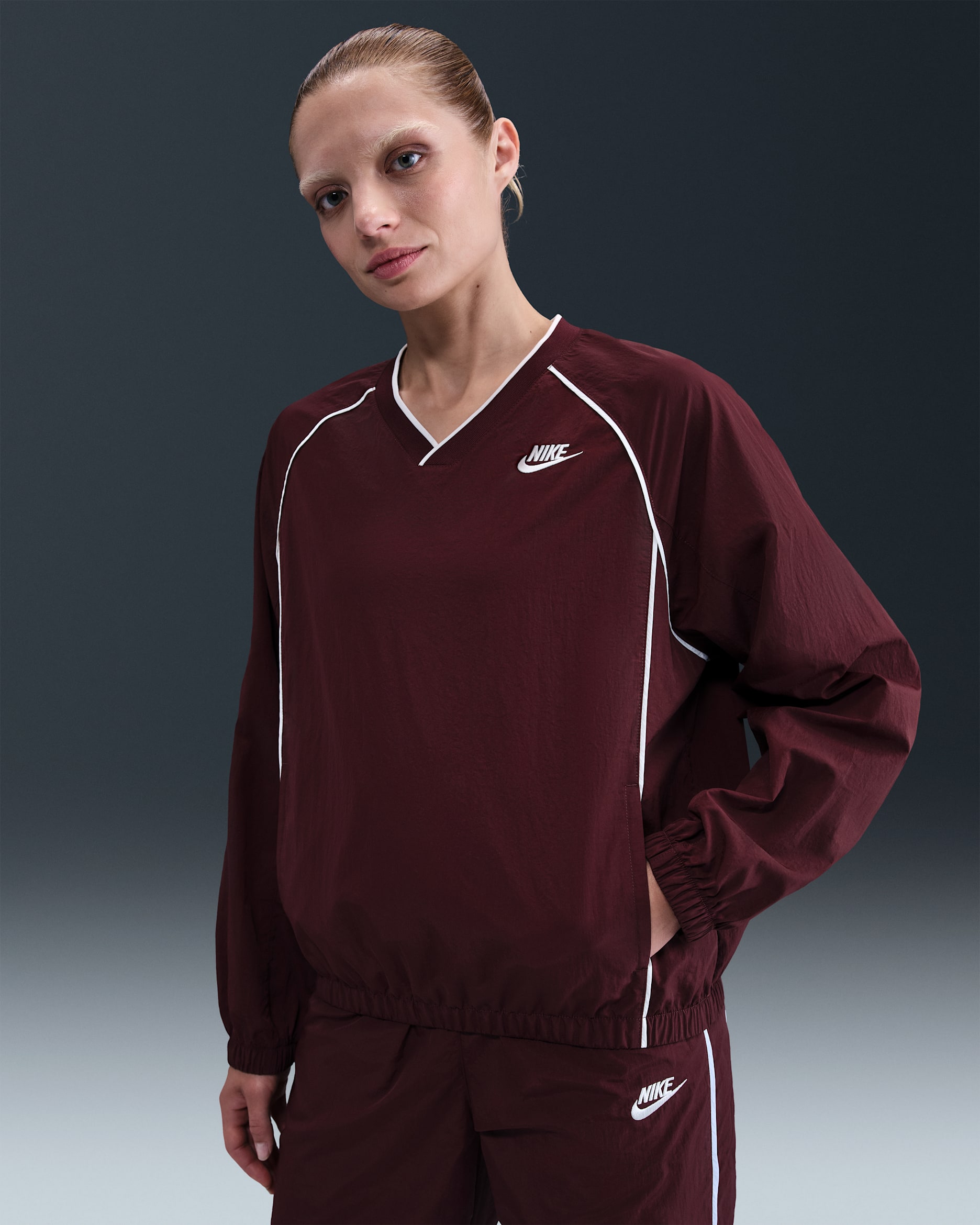 Sudadera sin cierre para mujer Nike Sportswear Windrunner - Burdeos enérgico/Vela