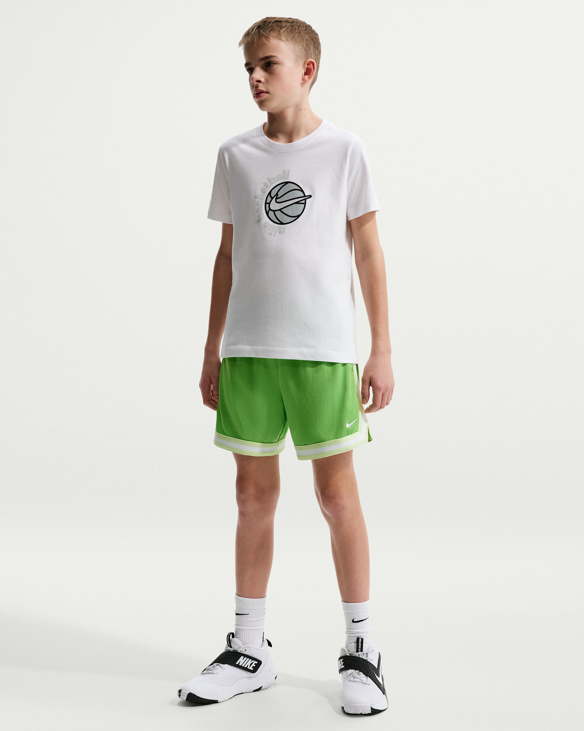Nike DNA Big Kids' 5" Basketball Shorts - Mean Green/Light Liquid Lime/White