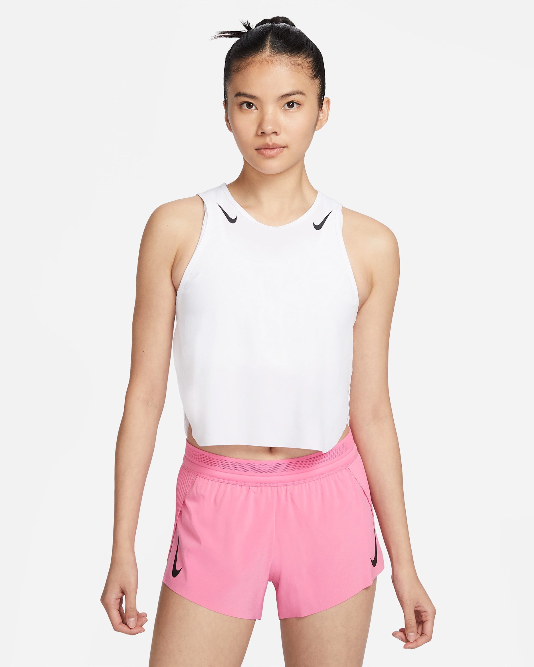 Nike AeroSwift Women's Dri-FIT ADV Cropped Running Tank Top - White/Black