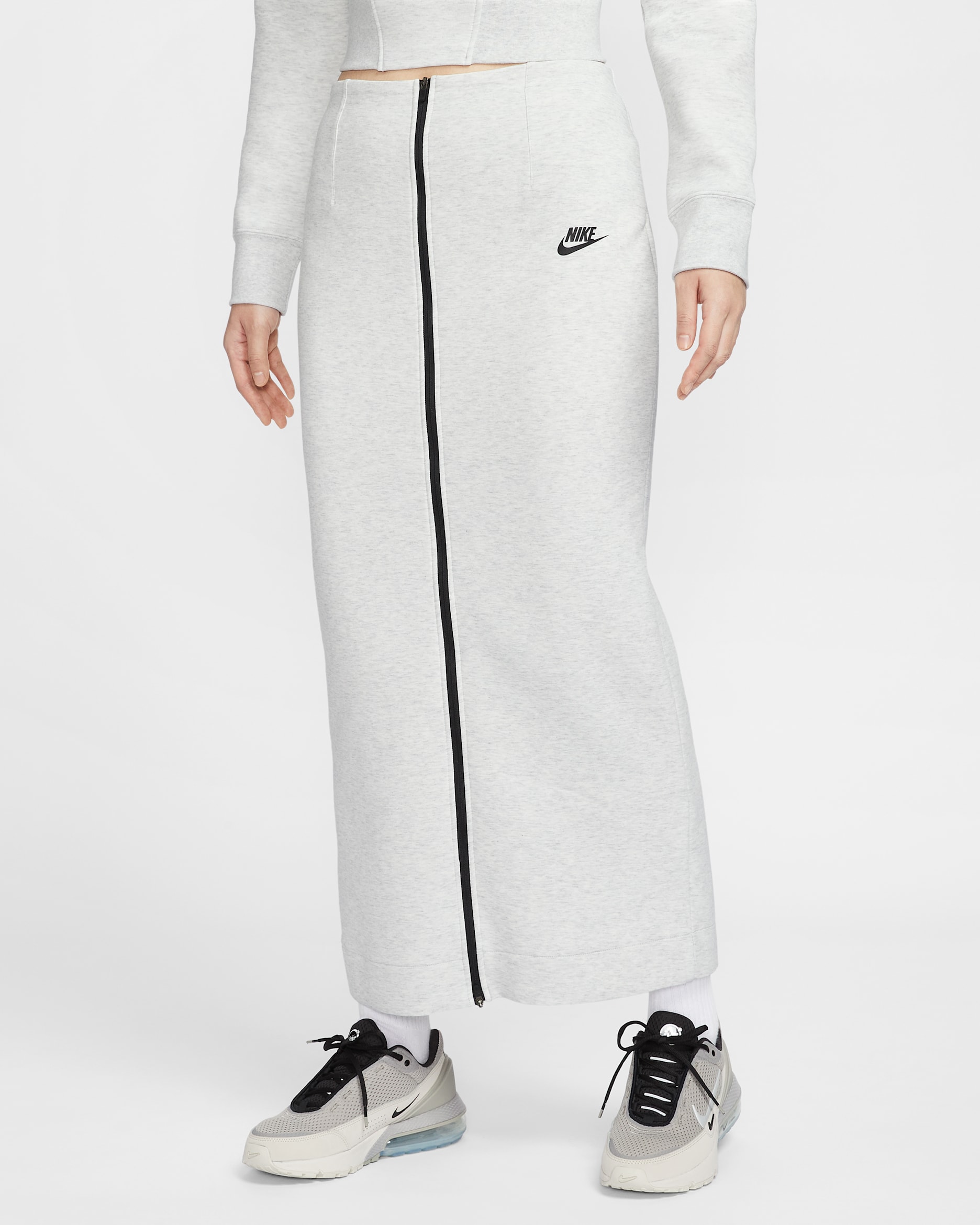 ナイキ スポーツウェア テック フリース ウィメンズ スリム マキシ スカート - ライトグレー/ヘザー/ブラック