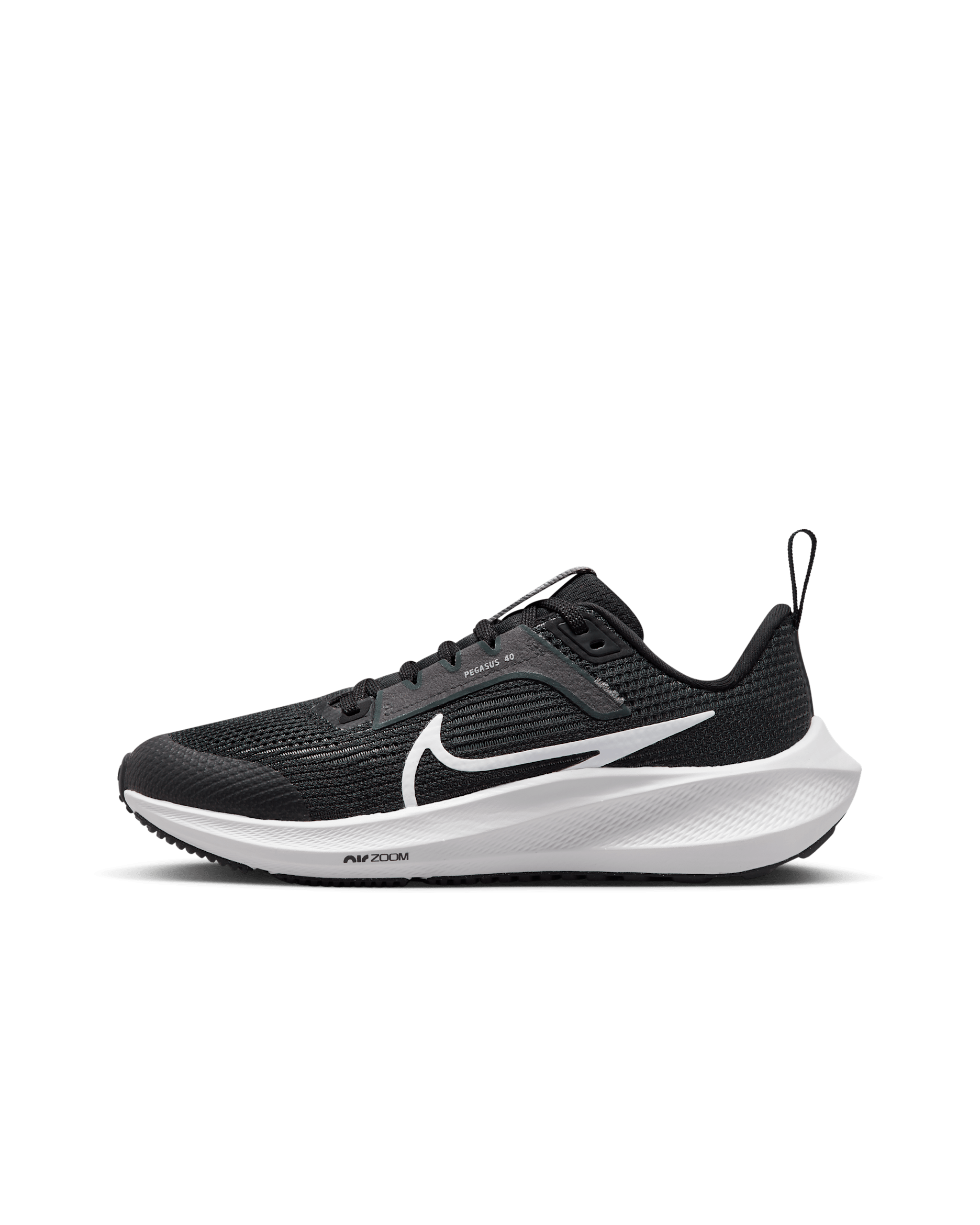 Nike Air Zoom Pegasus 40 大童路跑鞋 - 黑色/Iron Grey/白色