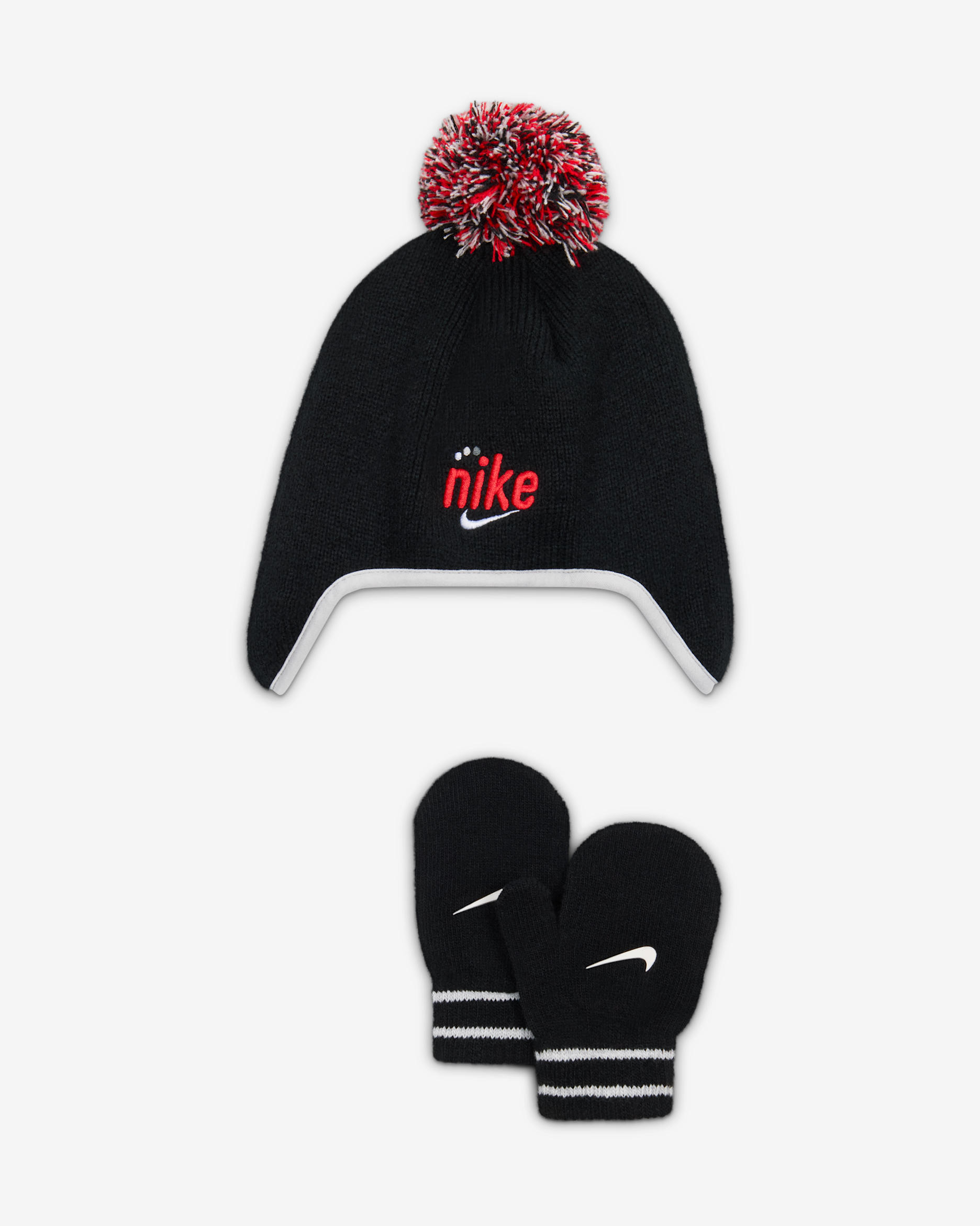 Nike Play For All Toddler 2-Piece Peak Beanie Set - Black/University Red