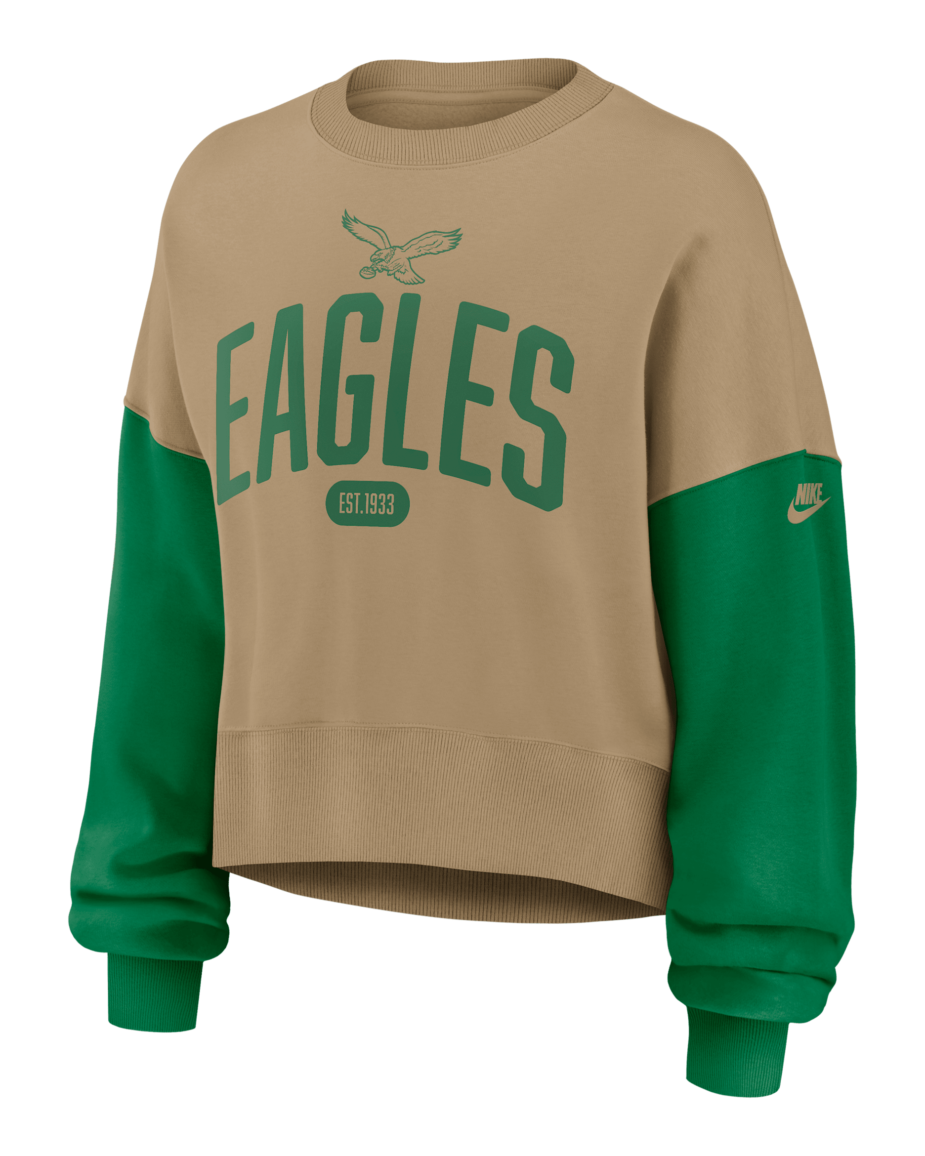 Philadelphia Eagles Rewind Women's Nike NFL Pullover Crew - Tan/Beige