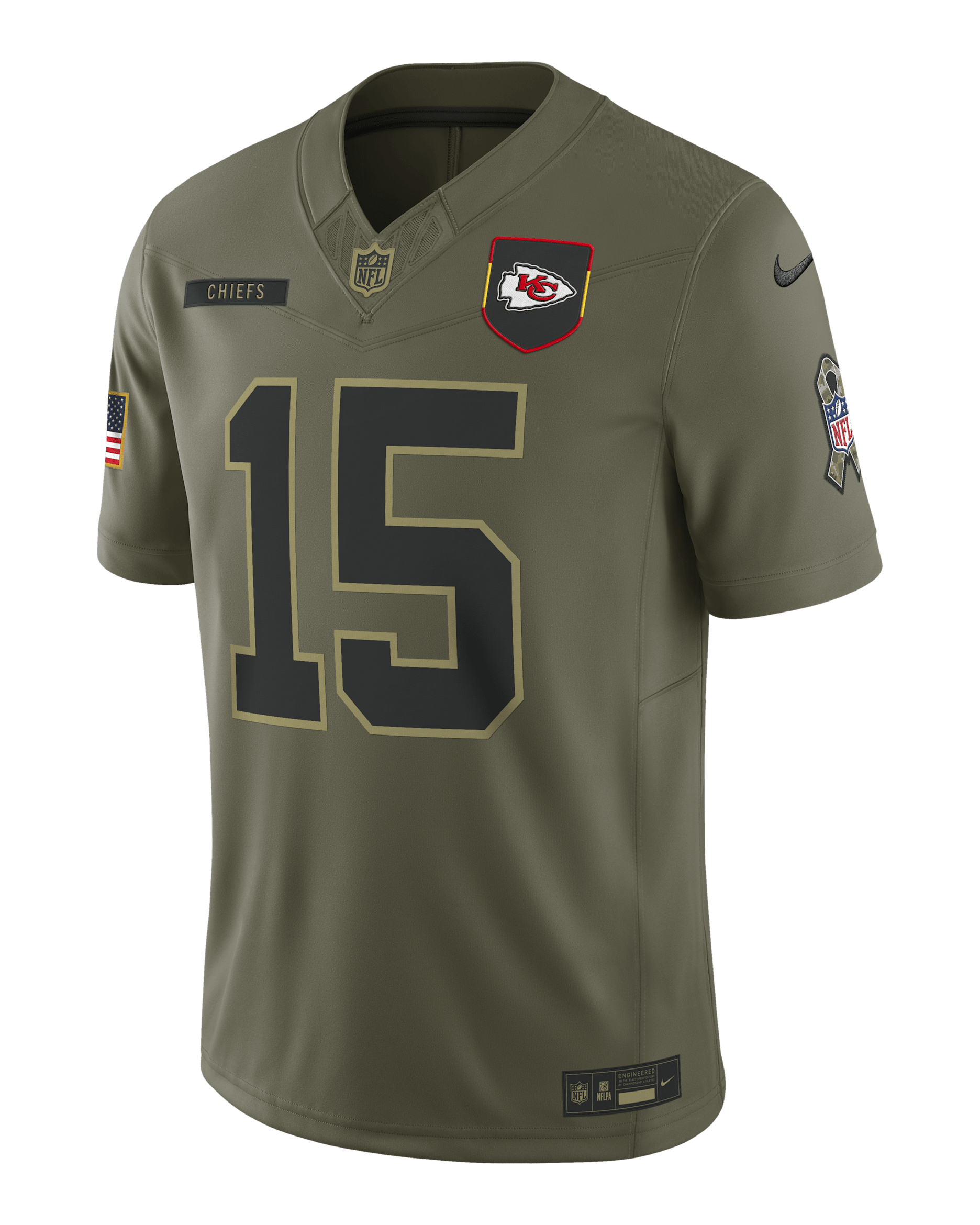 Patrick Mahomes Kansas City Chiefs Salute to Service Men's Nike Dri-FIT NFL Limited Jersey - Olive
