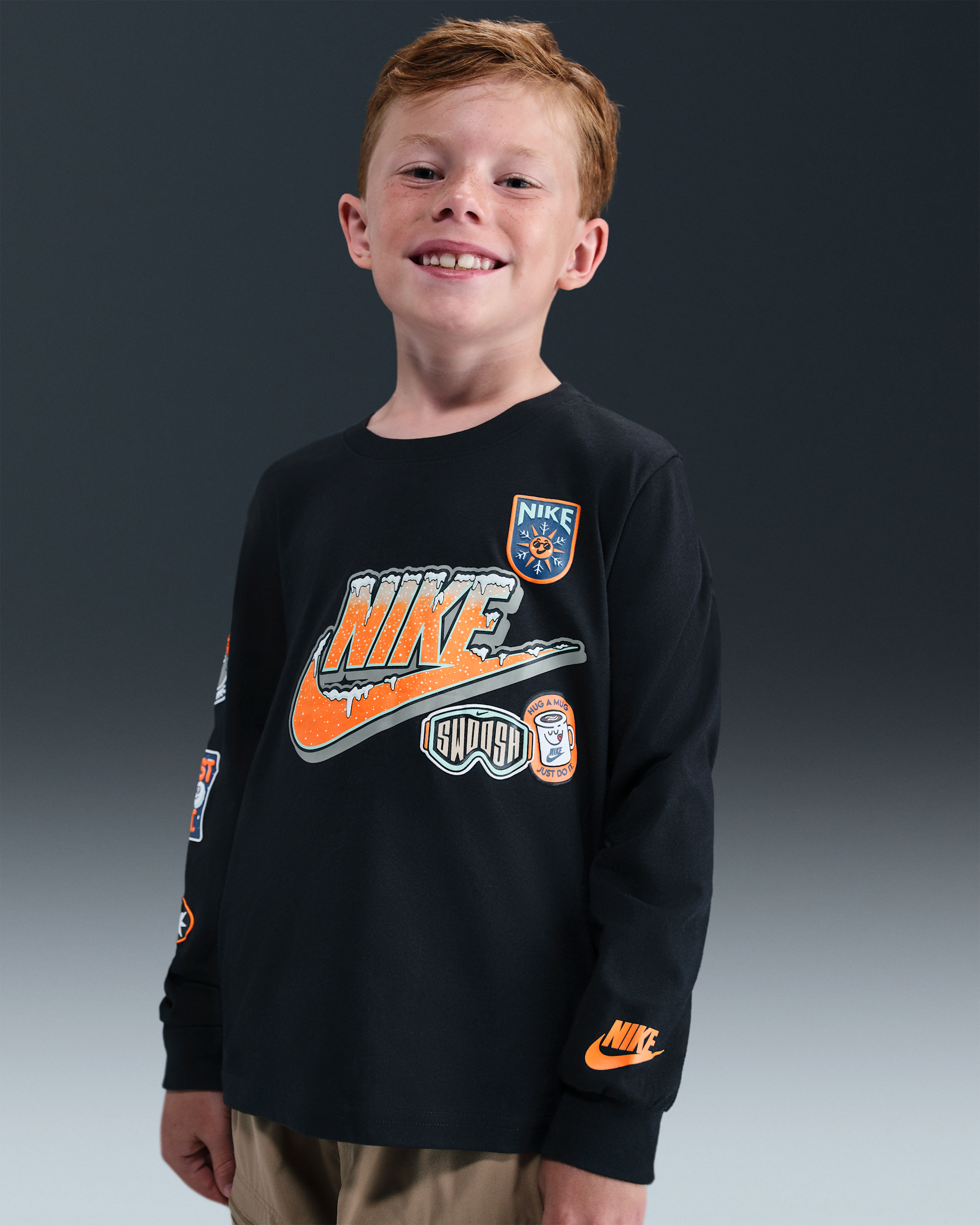 Nike Little Kids' Snow Day Long Sleeve T-Shirt - Black