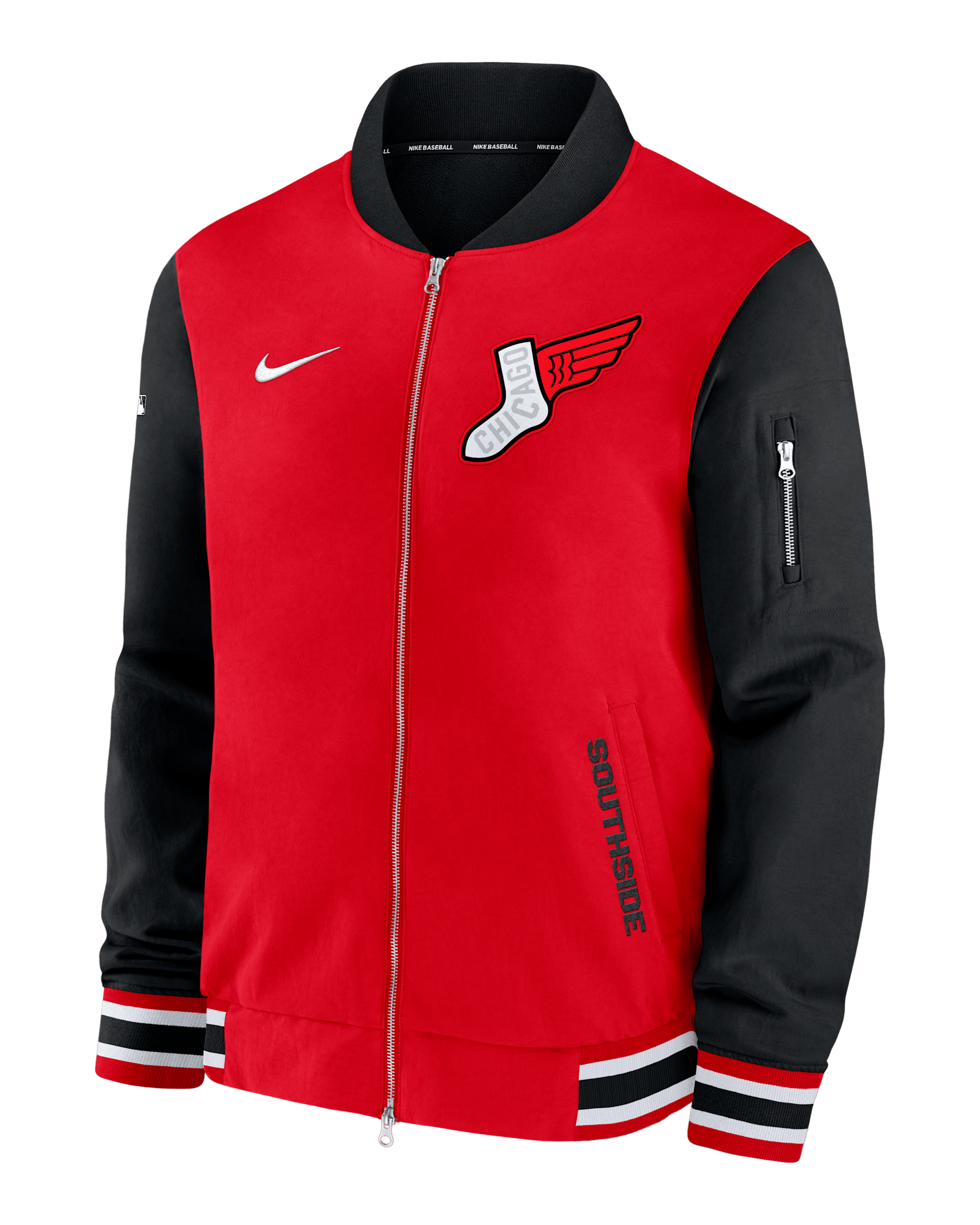 Chicago White Sox Authentic Collection City Connect Men's Nike MLB Full-Zip Bomber Jacket - Red
