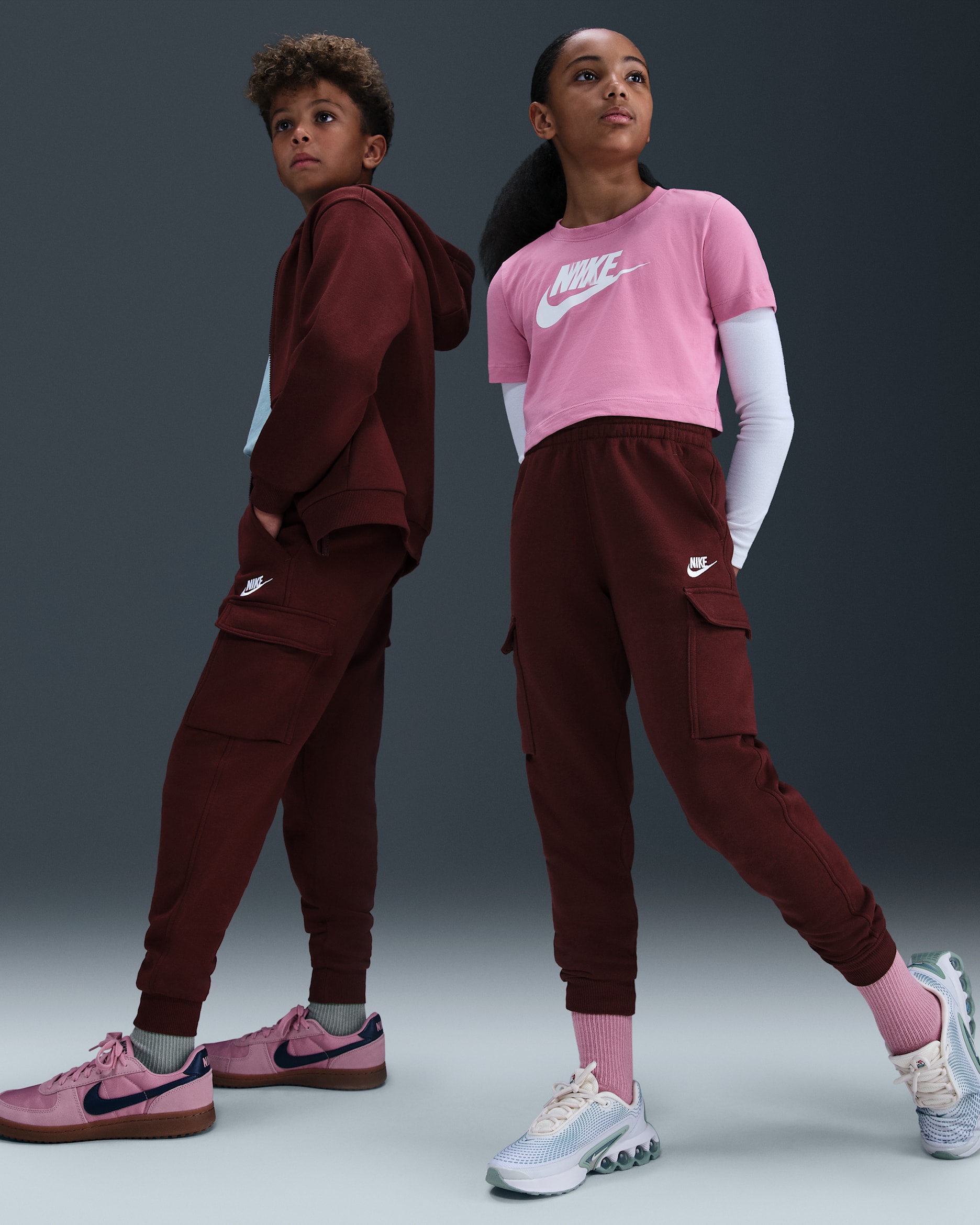 Nike Sportswear Club Fleece Big Kids' Cargo Pants - Dark Team Red/Dark Team Red/White