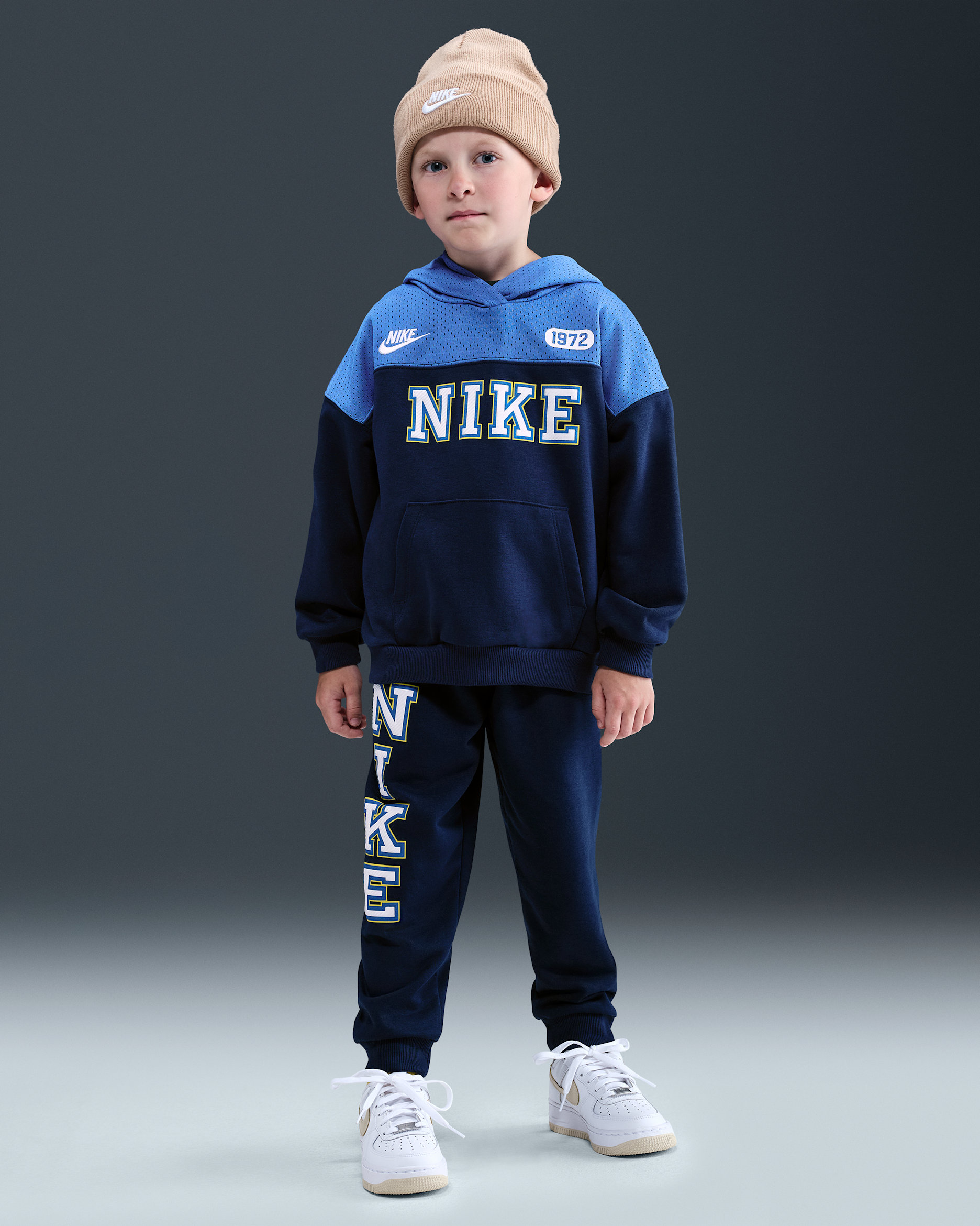 Nike Sportswear Little Kids' P.E. Blocked Pullover Hoodie and Pants Set - Midnight Navy