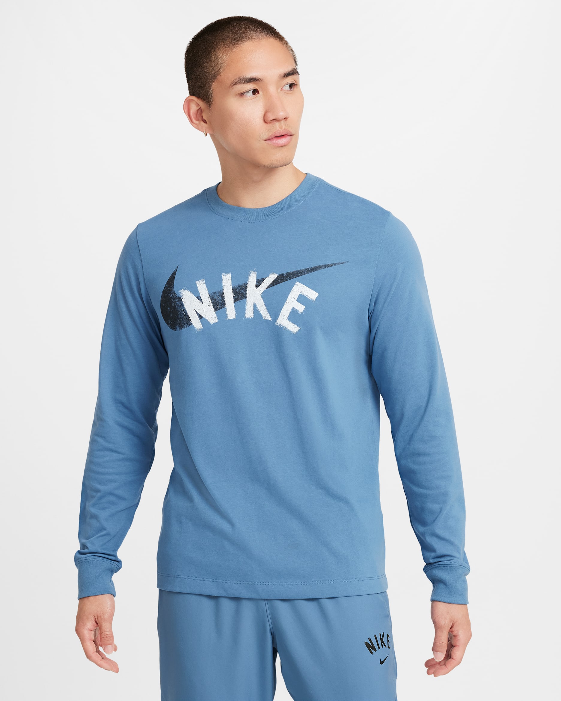 Nike Men's Dri-FIT Long-Sleeve Fitness T-Shirt - Aegean Storm