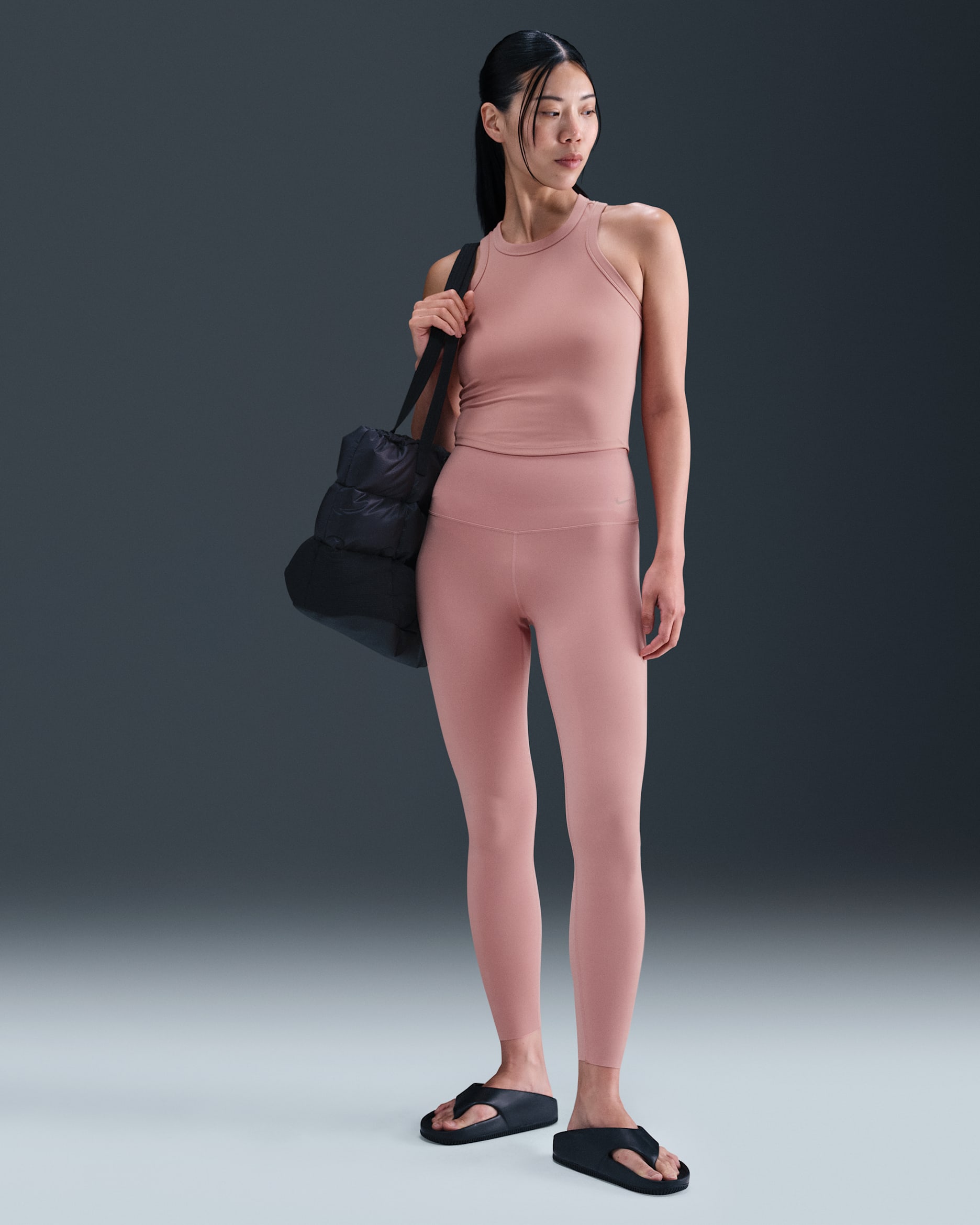 Nike Zenvy Women's High-Waisted Full-Length Leggings - Rust Pink/Black