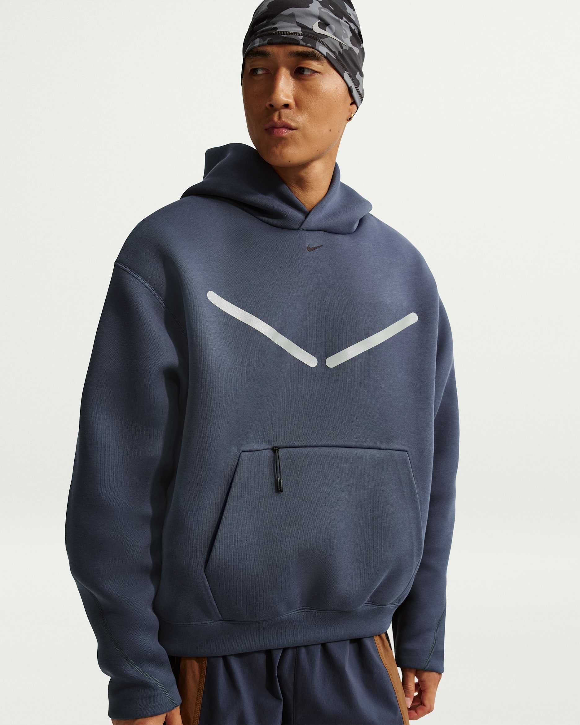 나이키 테크 남성 리플렉티브 액센트 풀오버 후디 - 썬더 블루/블랙