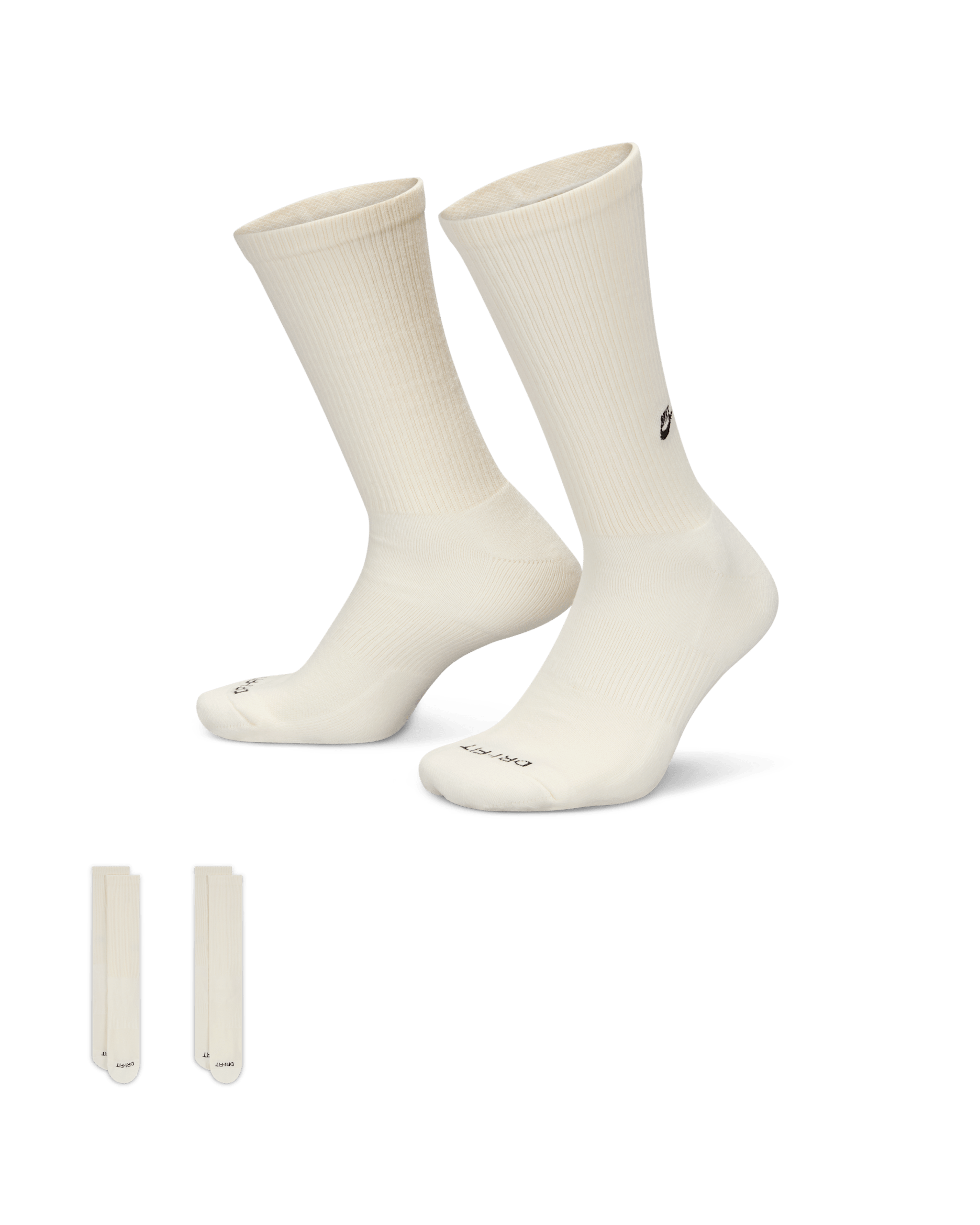 Nike Everyday Cushioned Crew Socks (2 Pairs) - Sail/Black