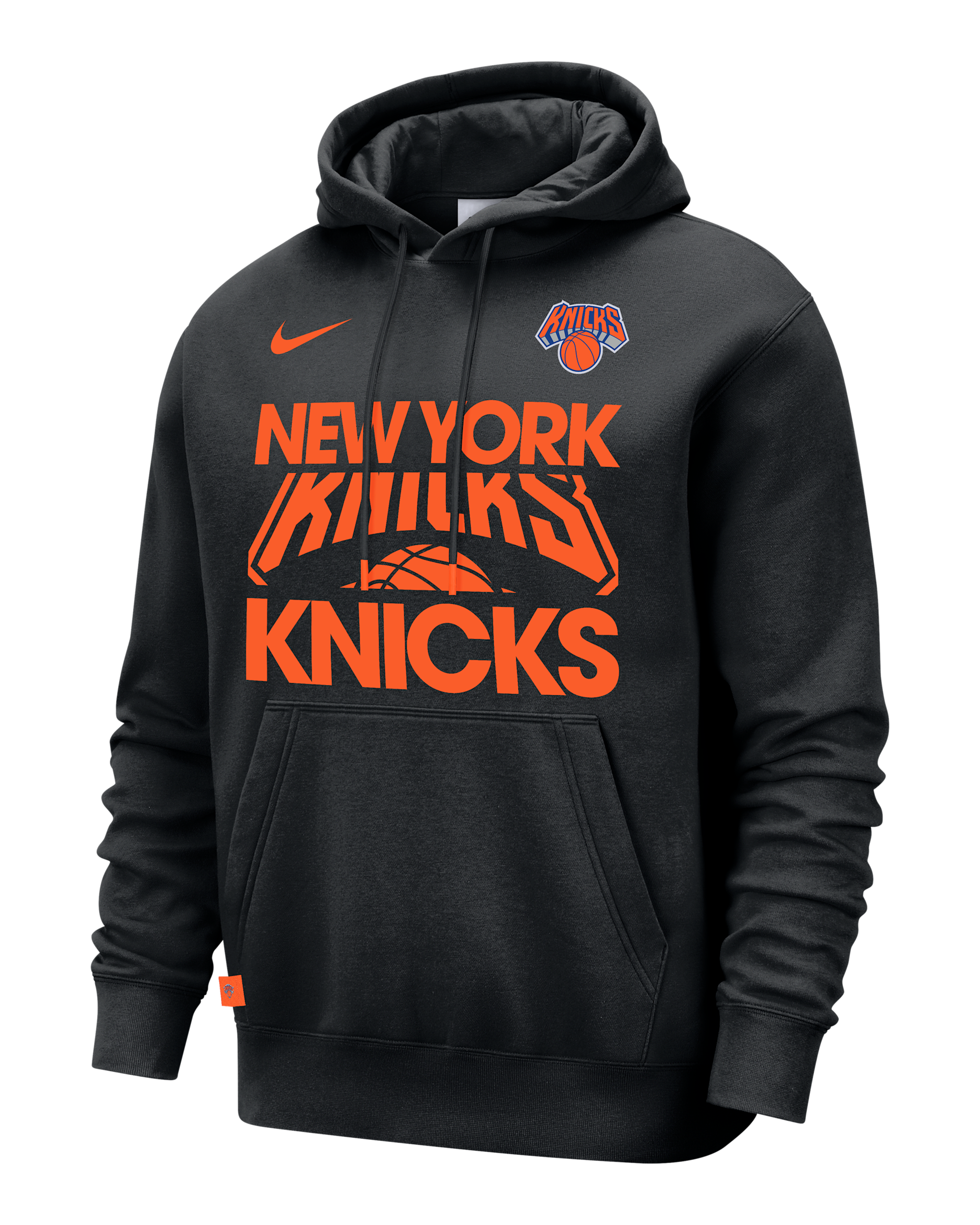 New York Knicks Club Courtside Men's Nike NBA Pullover Hoodie - Black/Brilliant Orange
