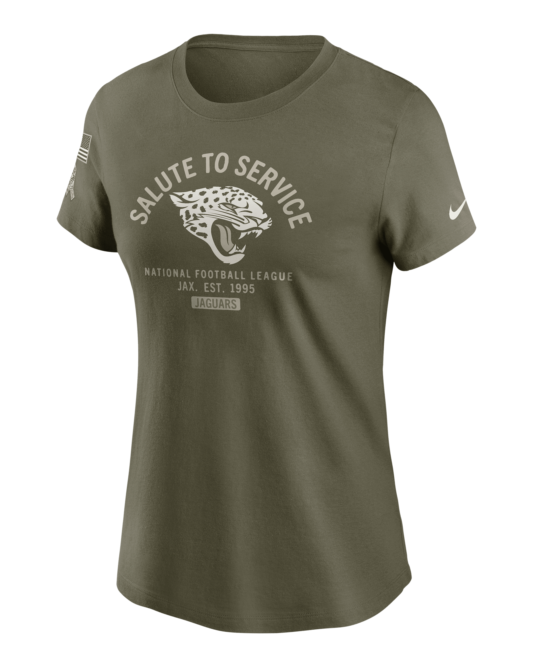 Playera Nike de la NFL para mujer Jacksonville Jaguars Salute to Service Sideline - Oliva