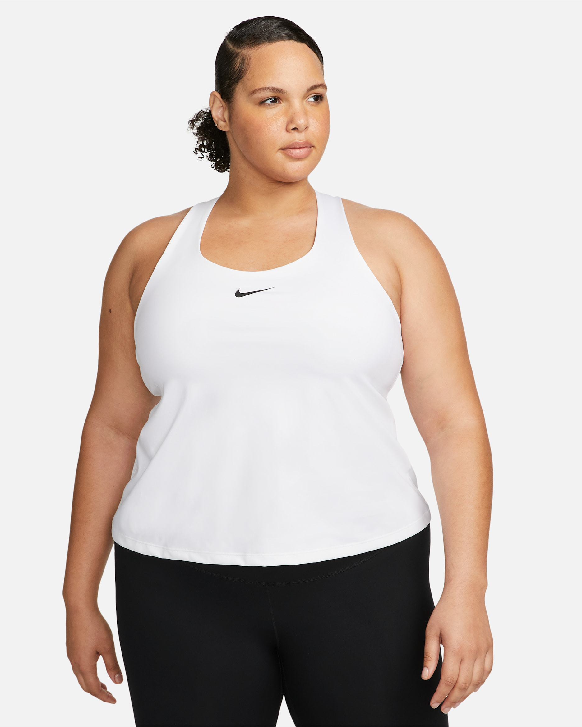 Nike Swoosh Women's Medium-Support Padded Sports Bra Tank (Plus Size) - White/Stone Mauve/Black