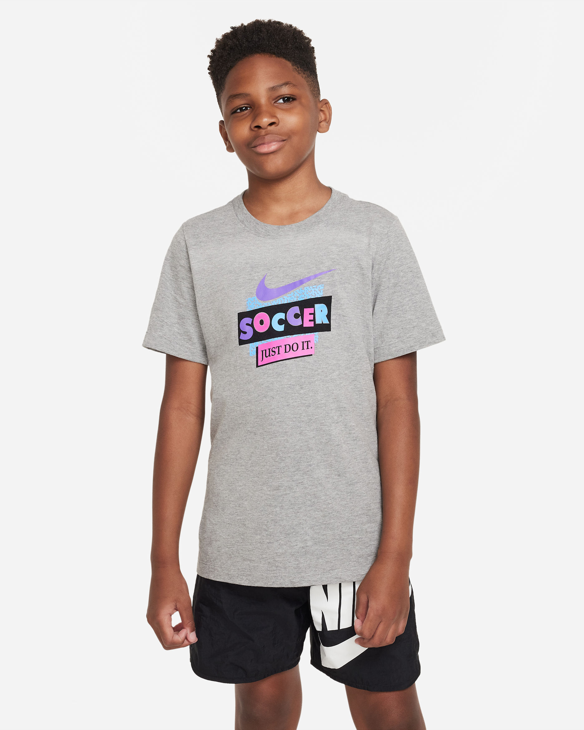 Nike Sportswear Big Kids' (Boys') Graphic T-Shirt - Grey