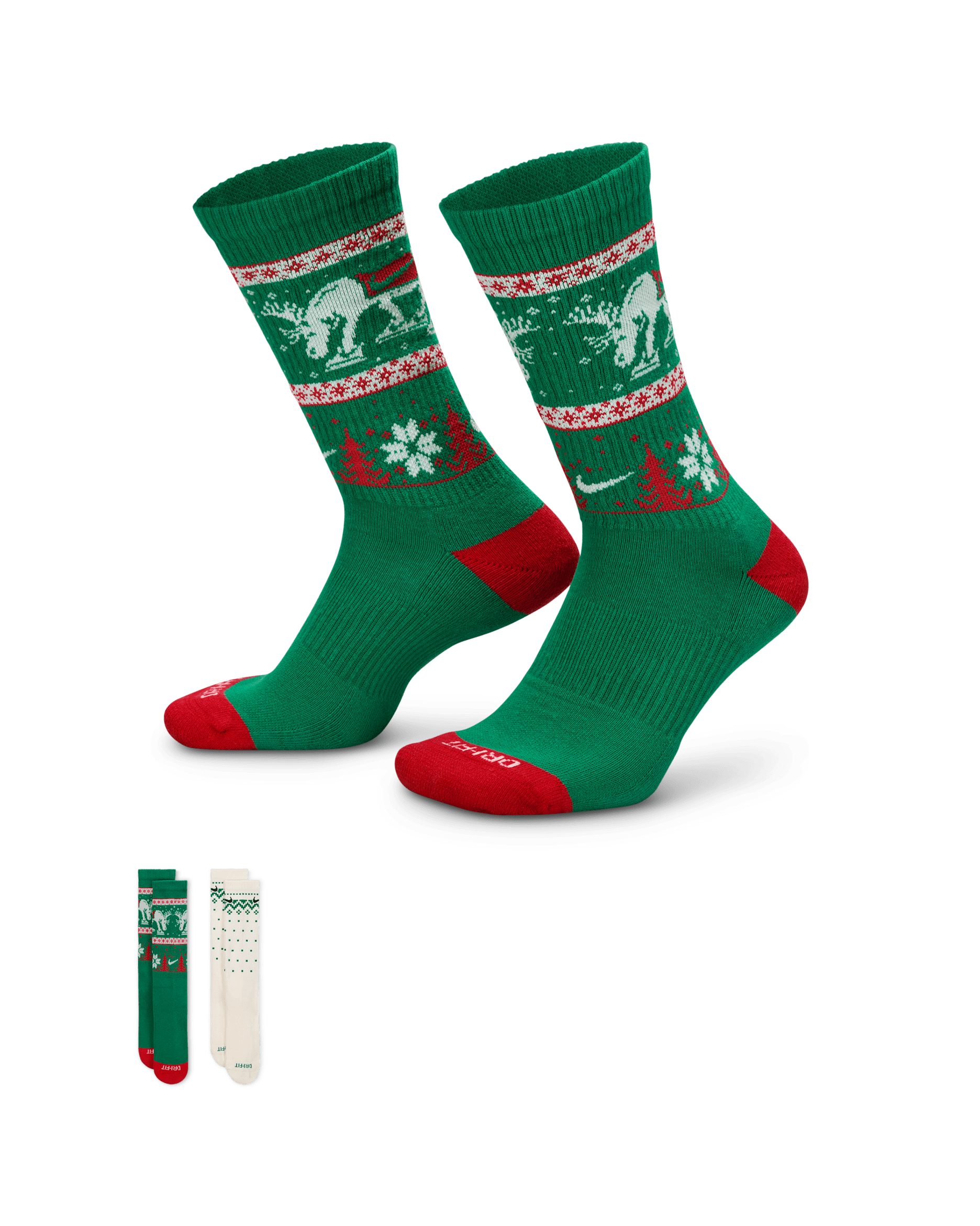 Nike Everyday Plus Cushioned Winter Wonderland Crew Socks (2 Pairs) - Multi-Colour