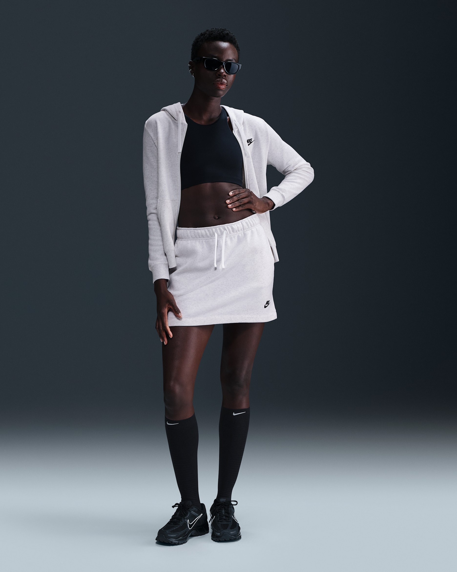 Nike Sportswear Club Fleece Women's Mid-Rise Skirt - Birch Heather/Black