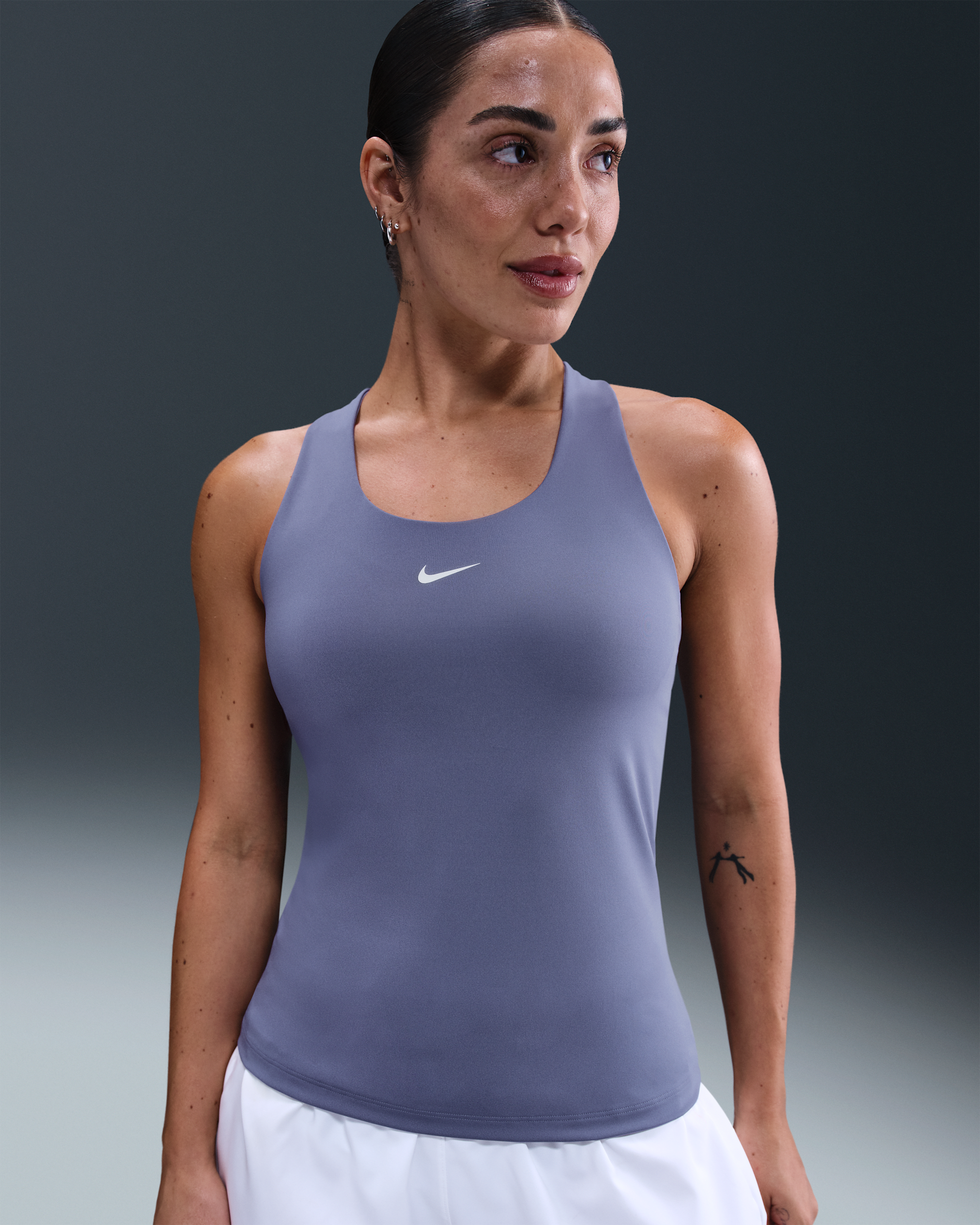 Nike Swoosh Women's Medium-support Padded Sports Bra Tank - World Indigo/White