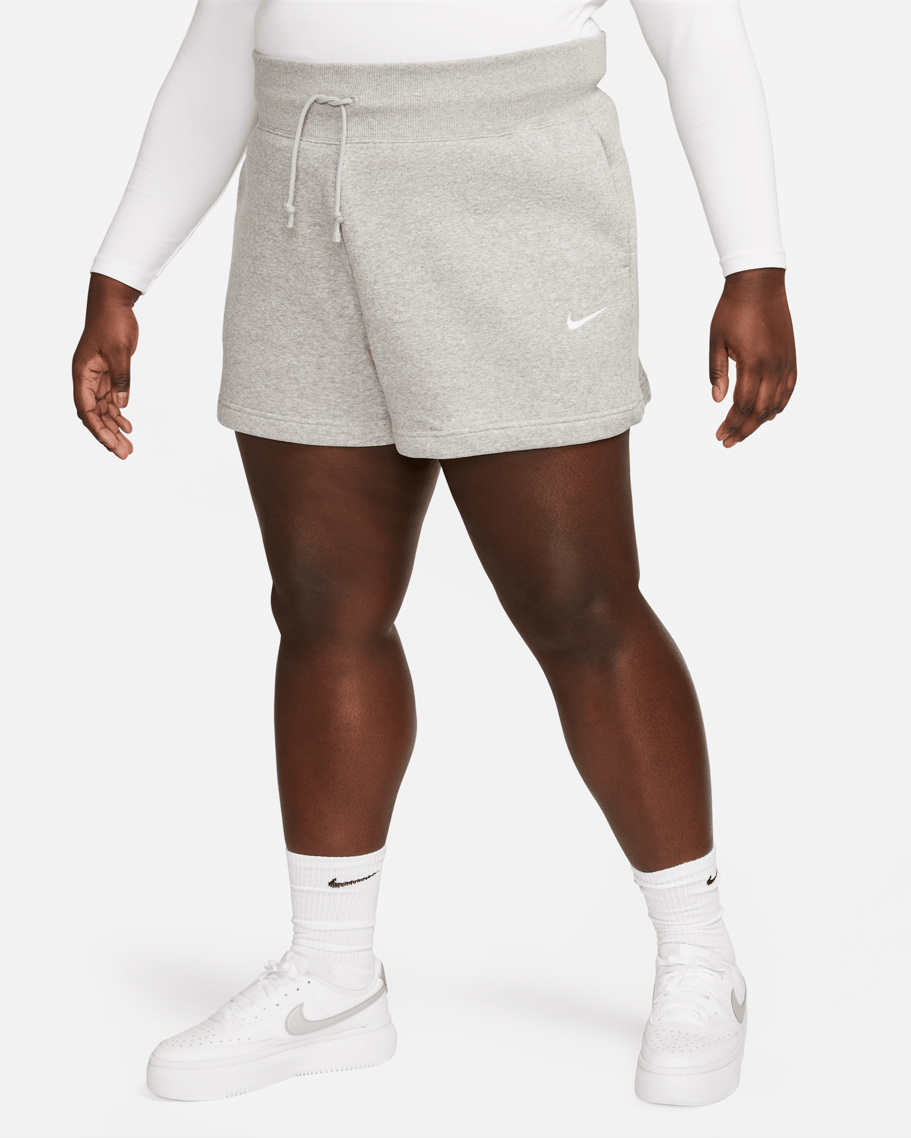 Short ample à taille haute Nike Sportswear Phoenix Fleece pour femme (grande taille) - Dark Grey Heather/Sail