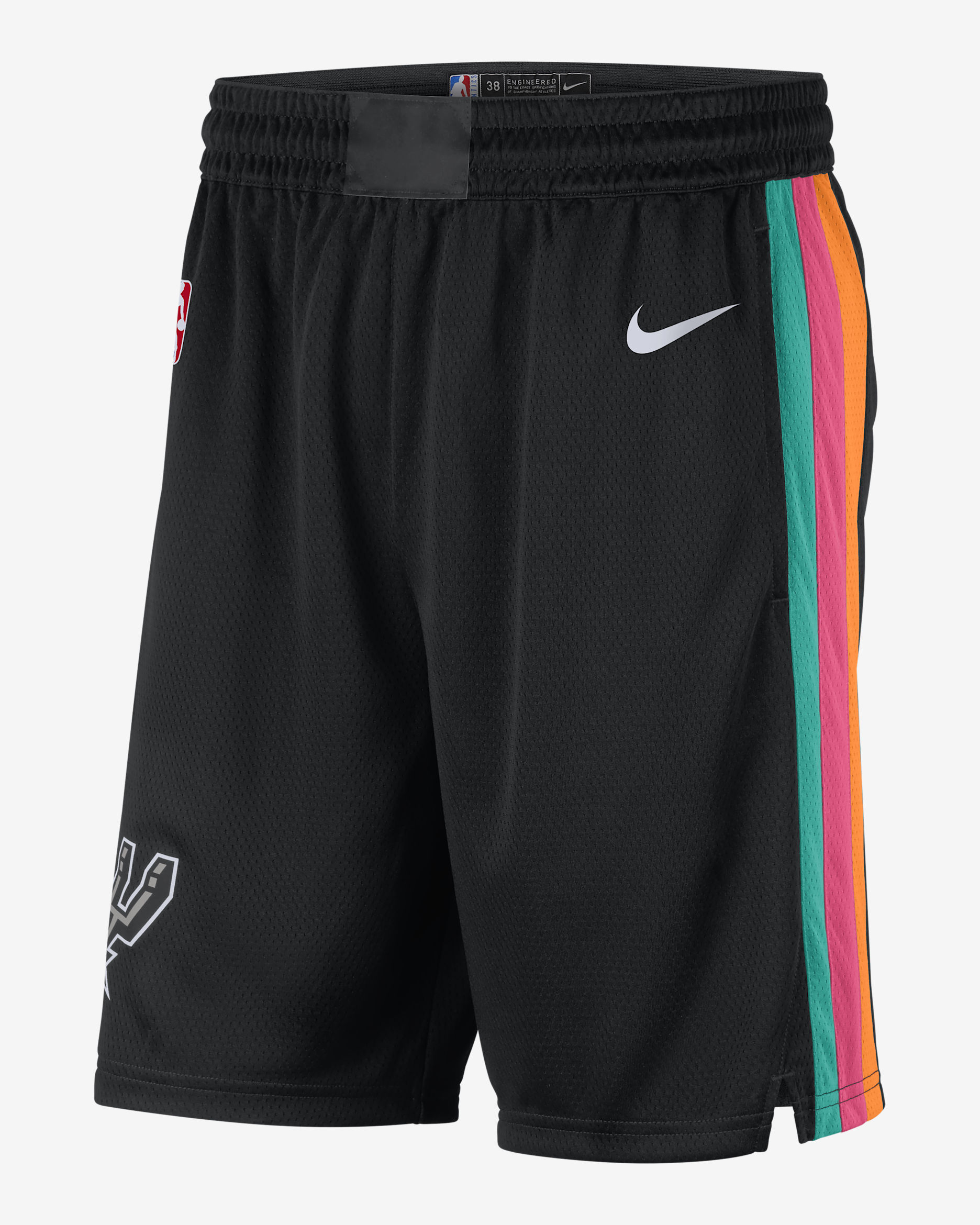 Shorts de alero polivalente de la NBA para hombre Nike Dri-FIT de los San Antonio Spurs de la colección City Edition - Negro/Blanco