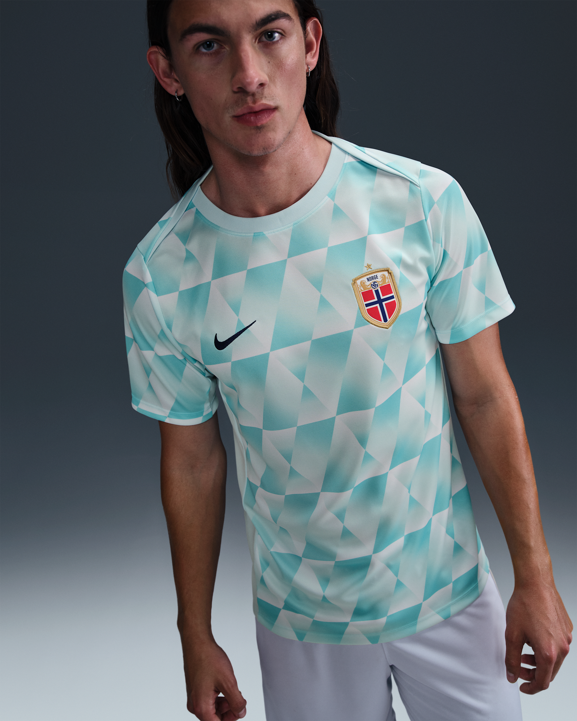 Norway Academy Pro Men's Nike Dri-FIT Football Pre-Match Short-Sleeve Top - Glacier Blue/Blue Void