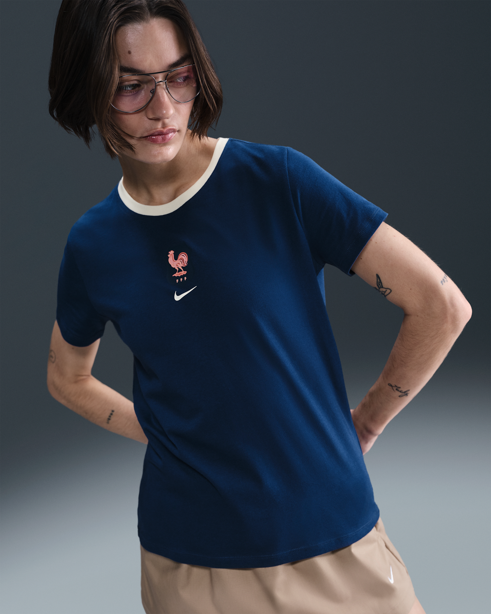 T-shirt Nike Football FFF pour femme - Blue Void