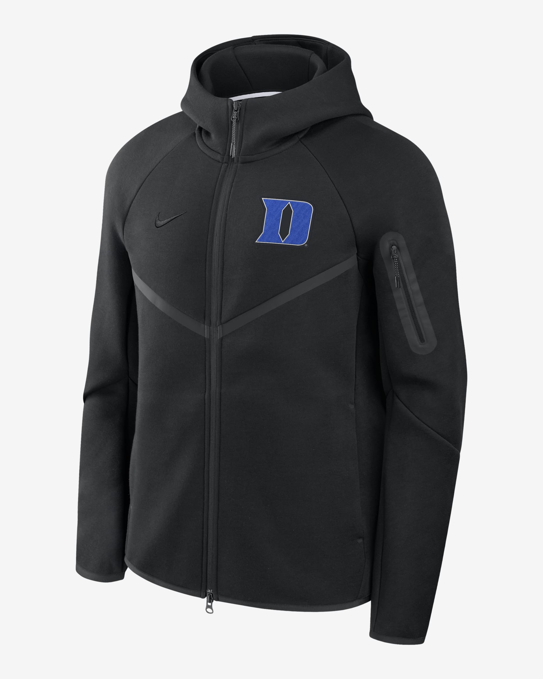 Chamarra universitaria Nike con gorro de cierre completo para hombre Duke Tech Fleece Windrunner - Negro