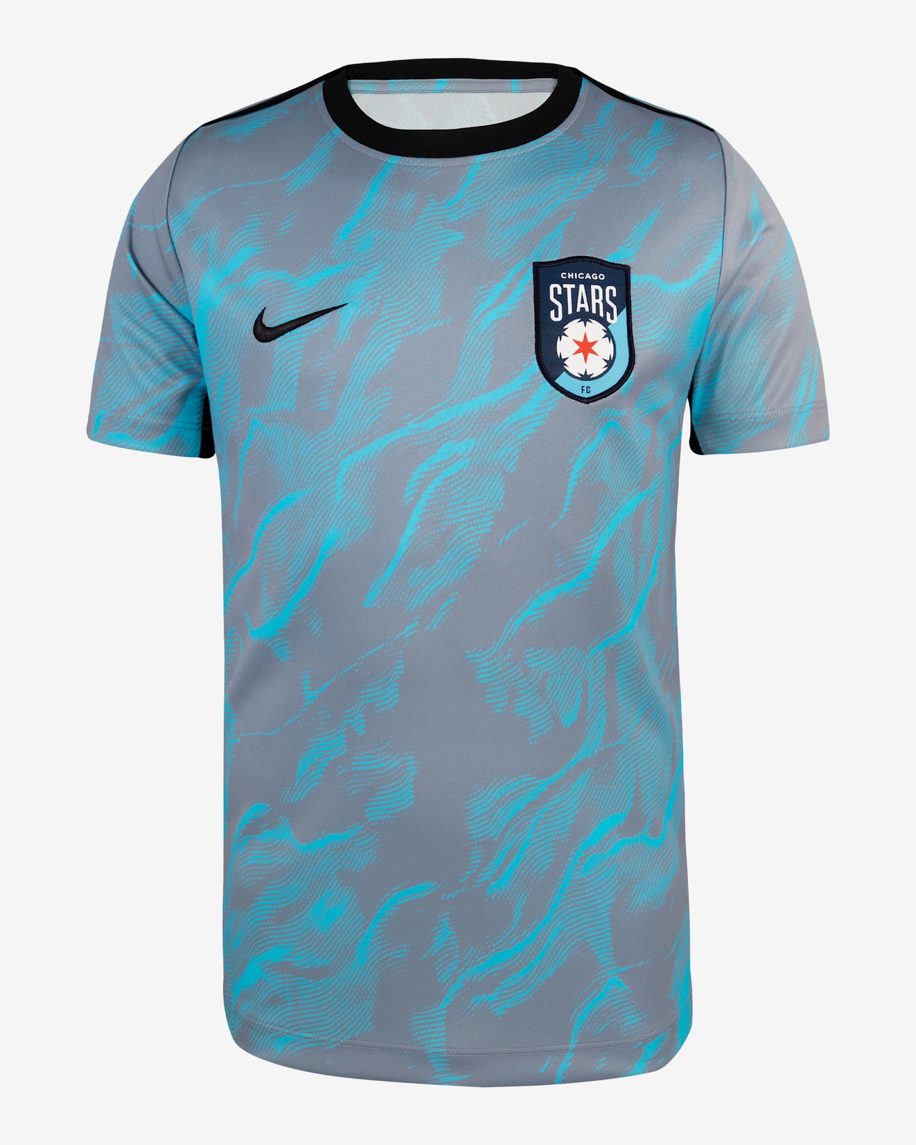 Chicago Stars FC 2025 Big Kids' Nike NWSL Short-Sleeve Pre-Match Top - Baltic Blue/Ashen Slate
