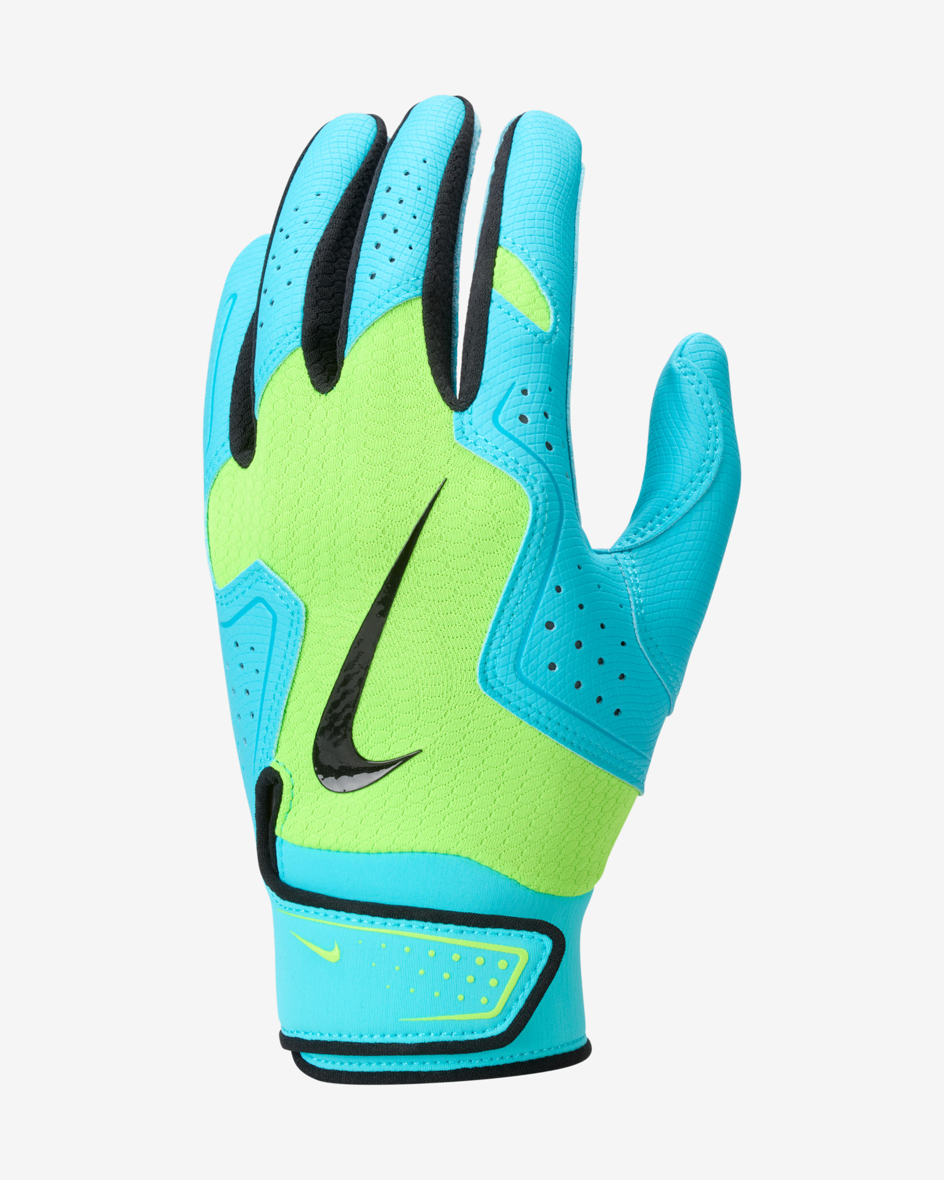 Nike Alpha 2.0 Kids' Baseball Batting Glove - Electric Green/Gamma Blue/Black
