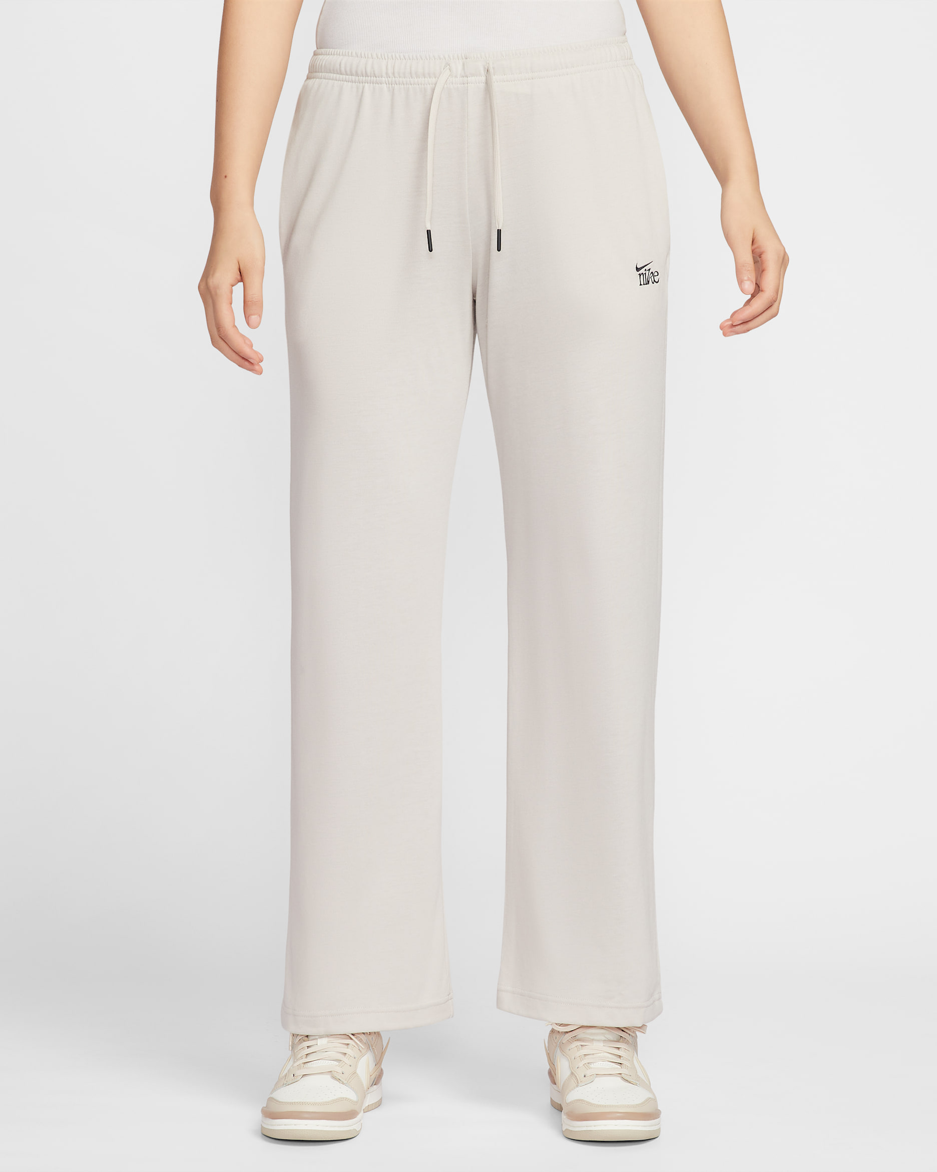 Nike Sportswear Chill Knit 女款中腰輕盈開放式褲腳長褲 - Light Orewood Brown/Dark Smoke Grey