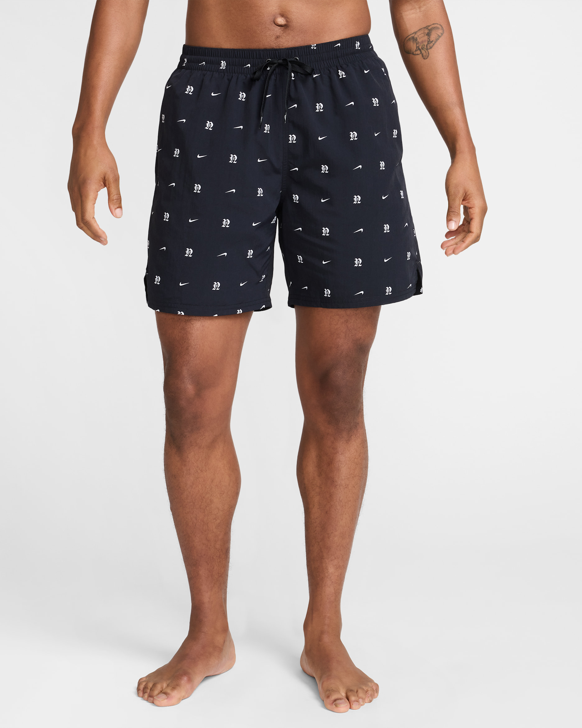 나이키 스윔 브레이커 남성 7인치 풀리 라인드 발리 쇼츠 - 블랙/화이트/화이트