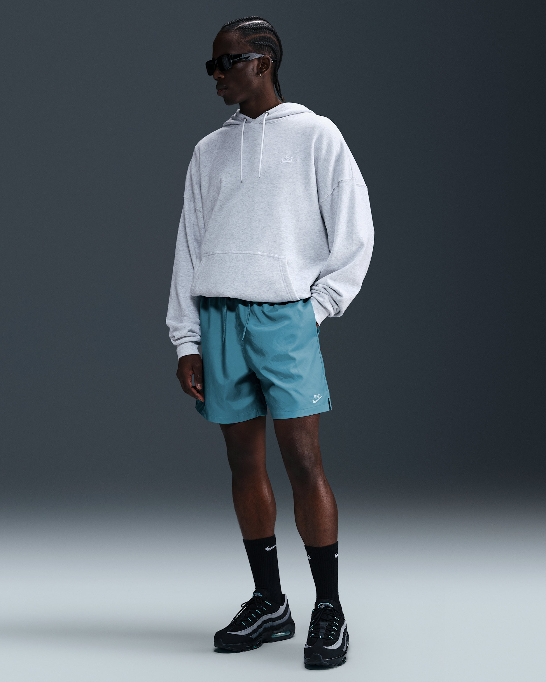 Nike Club Men's Woven Flow Shorts - Denim Turquoise/White