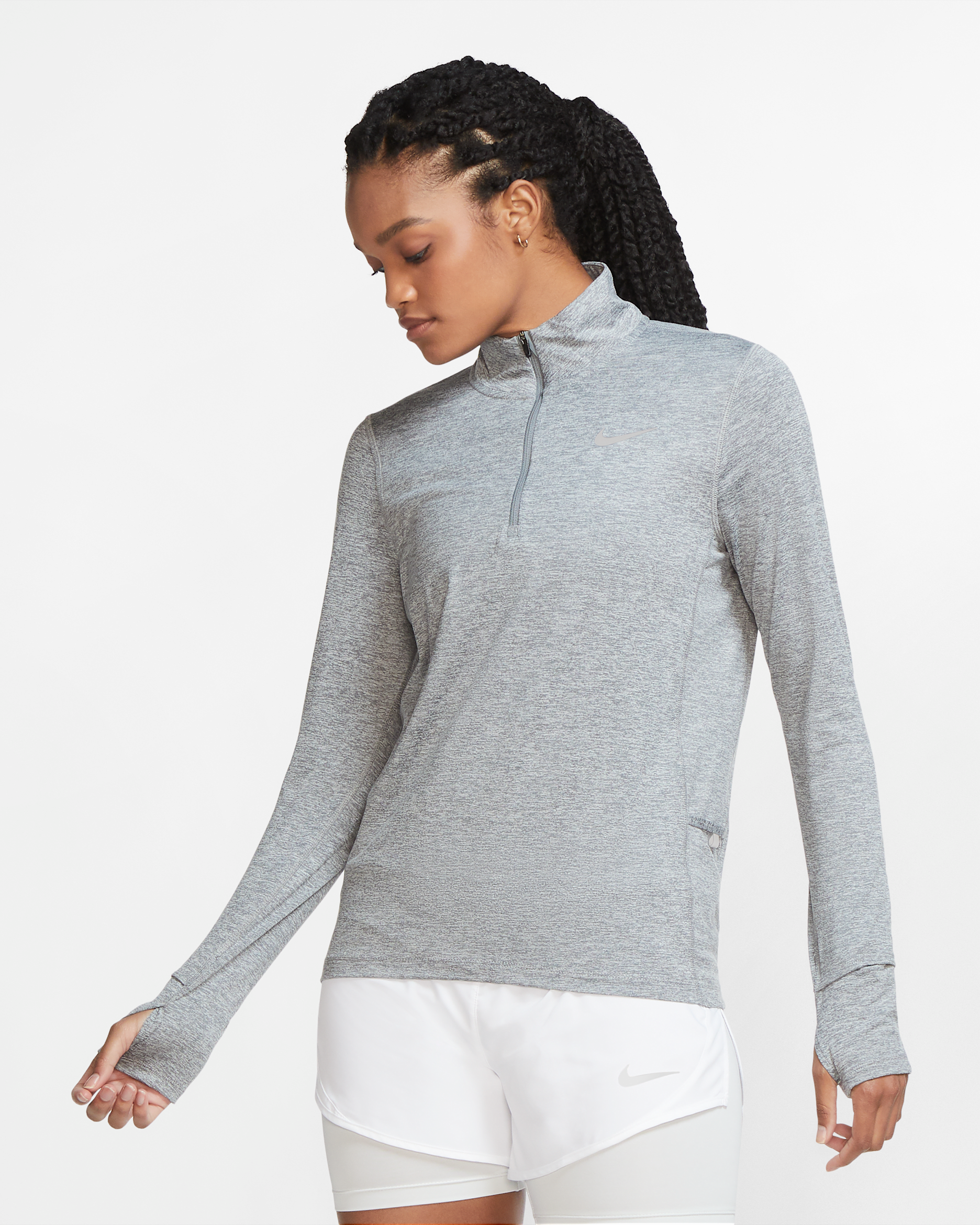 Nike Women's 1/2-Zip Running Top - Smoke Grey/Light Smoke Grey/Heather