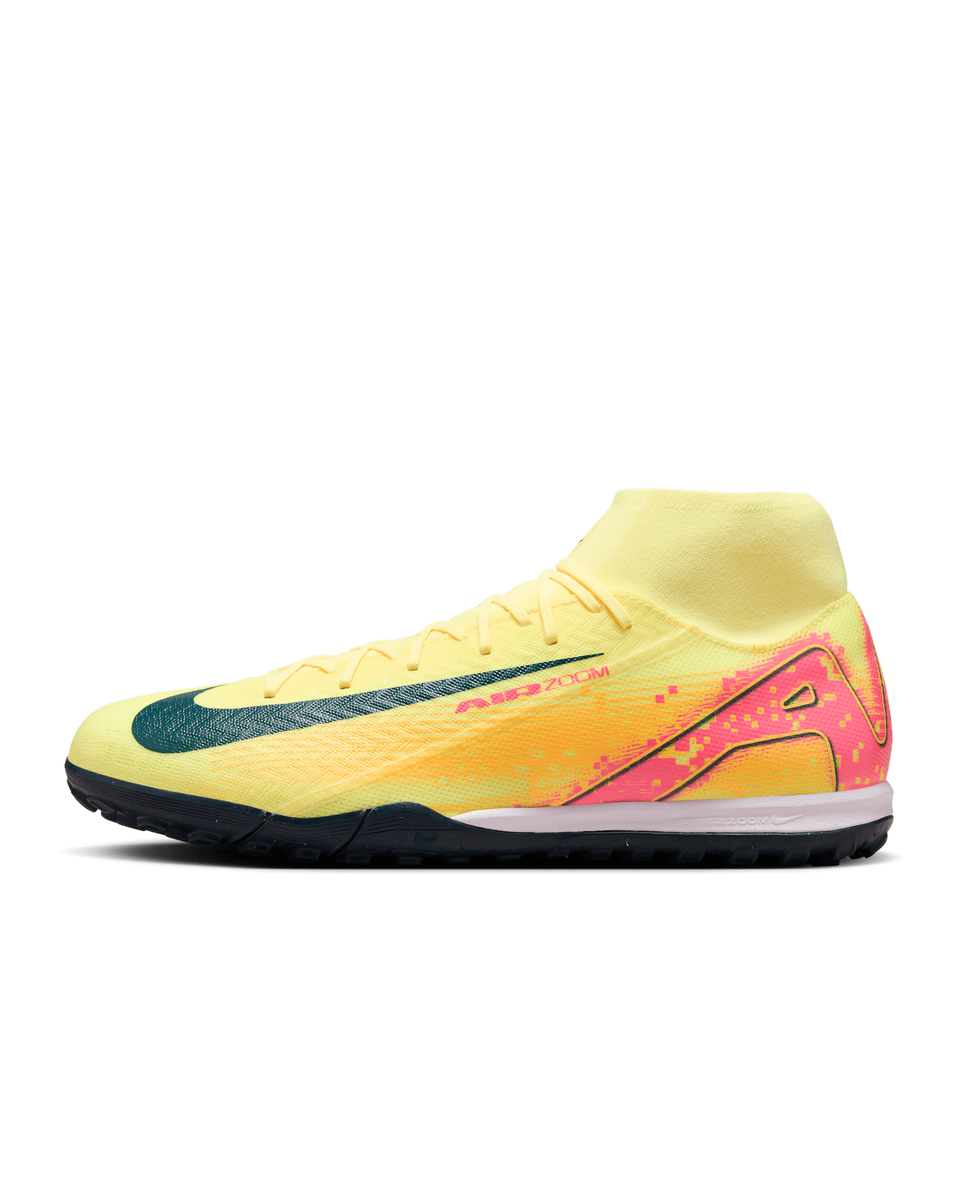 나이키 머큐리얼 슈퍼플라이 10 아카데미 '킬리안 음바페' 인조 잔디 하이 탑 축구화 - 라이트 레이저 오렌지/아머리 네이비