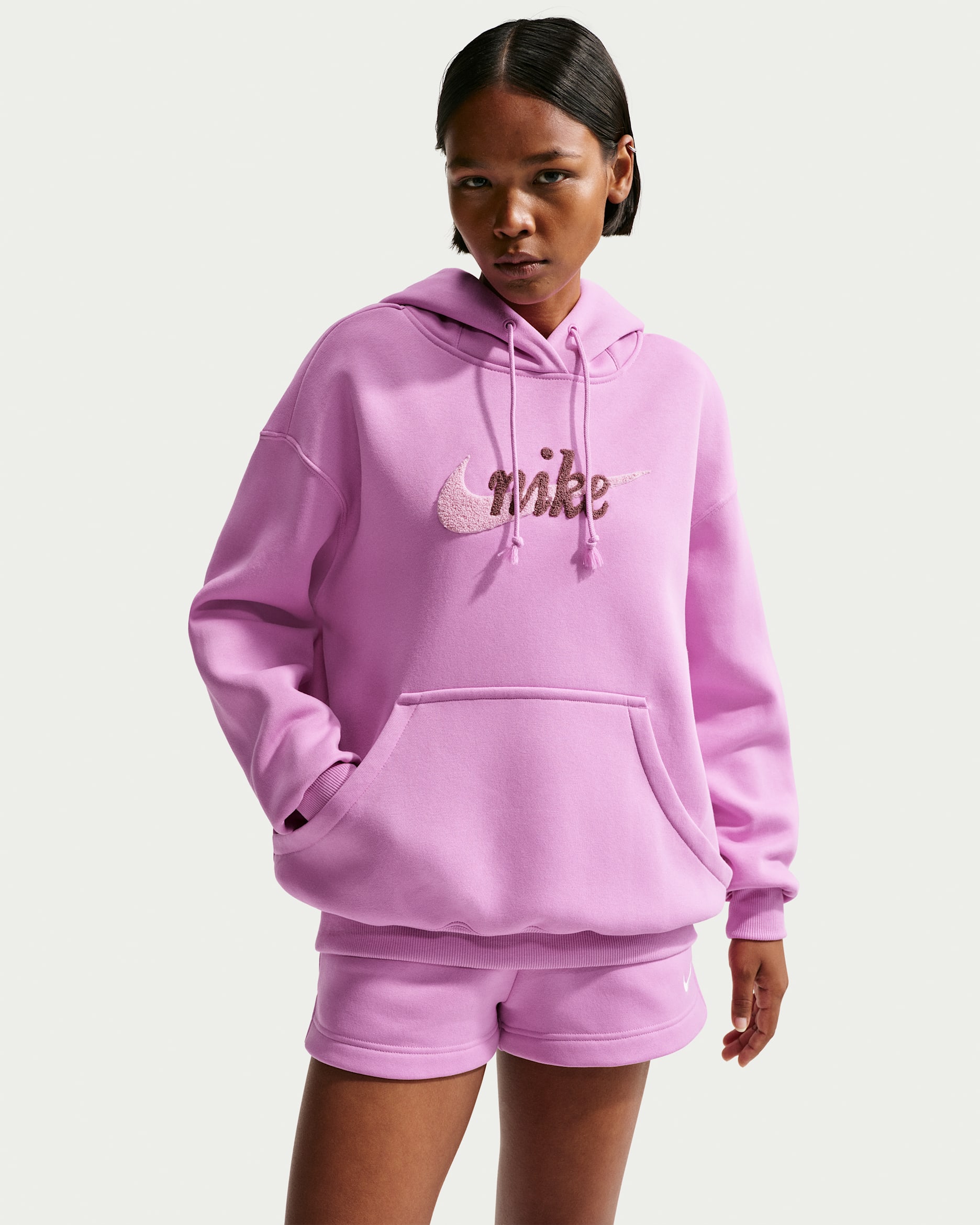 Nike Sportswear Phoenix Fleece Women's Oversized Logo Hoodie - Light Magenta/Pink Foam