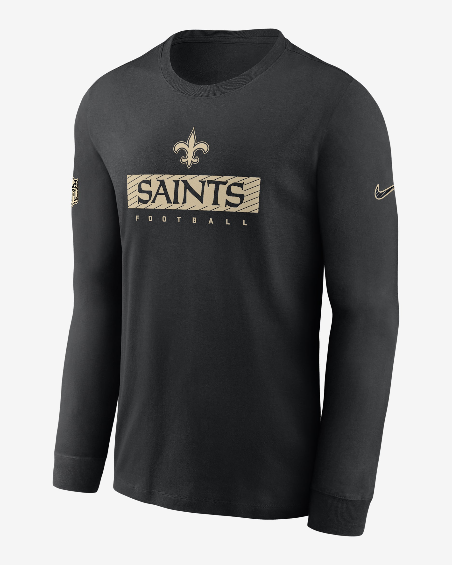 New Orleans Saints Sideline Team Issue Men's Nike Dri-FIT NFL Long-Sleeve T-Shirt - Black