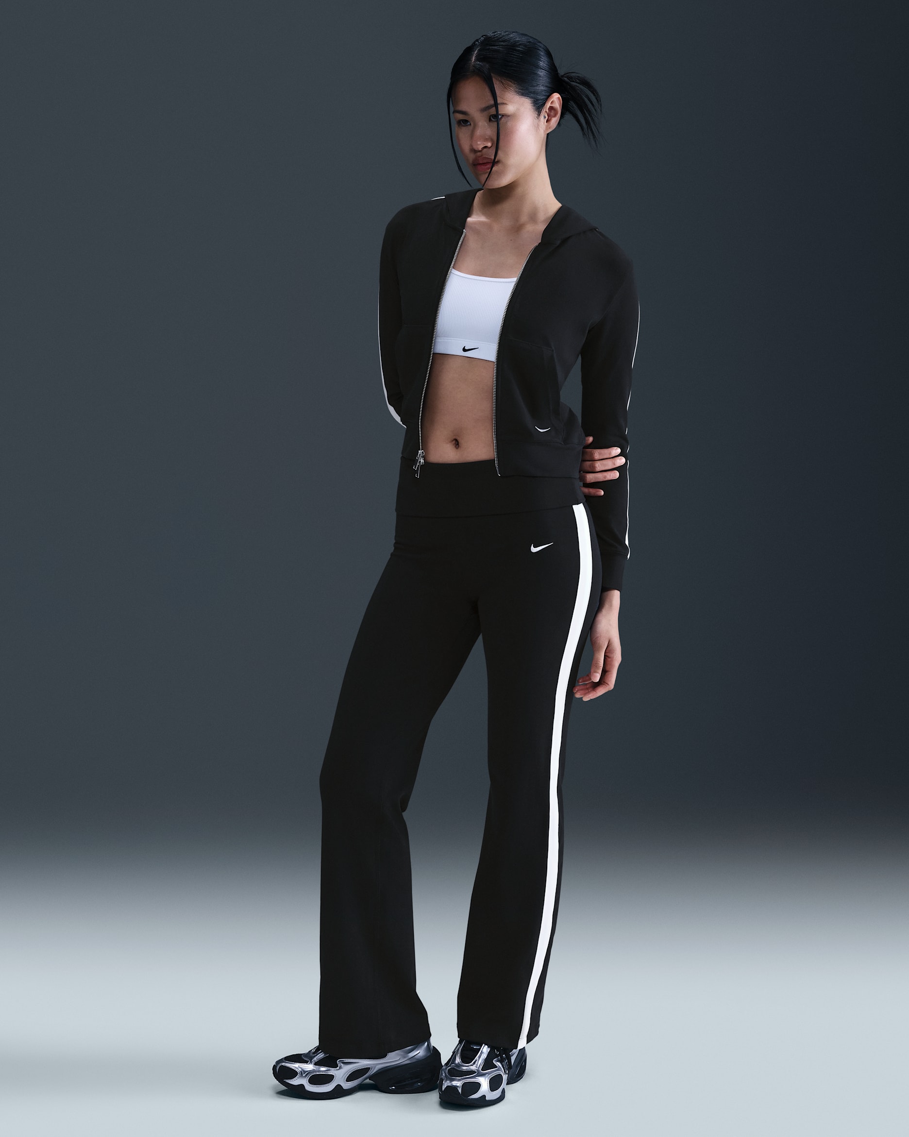 Pantaloni a vita alta Nike Sportswear – Donna - Nero/Bianco