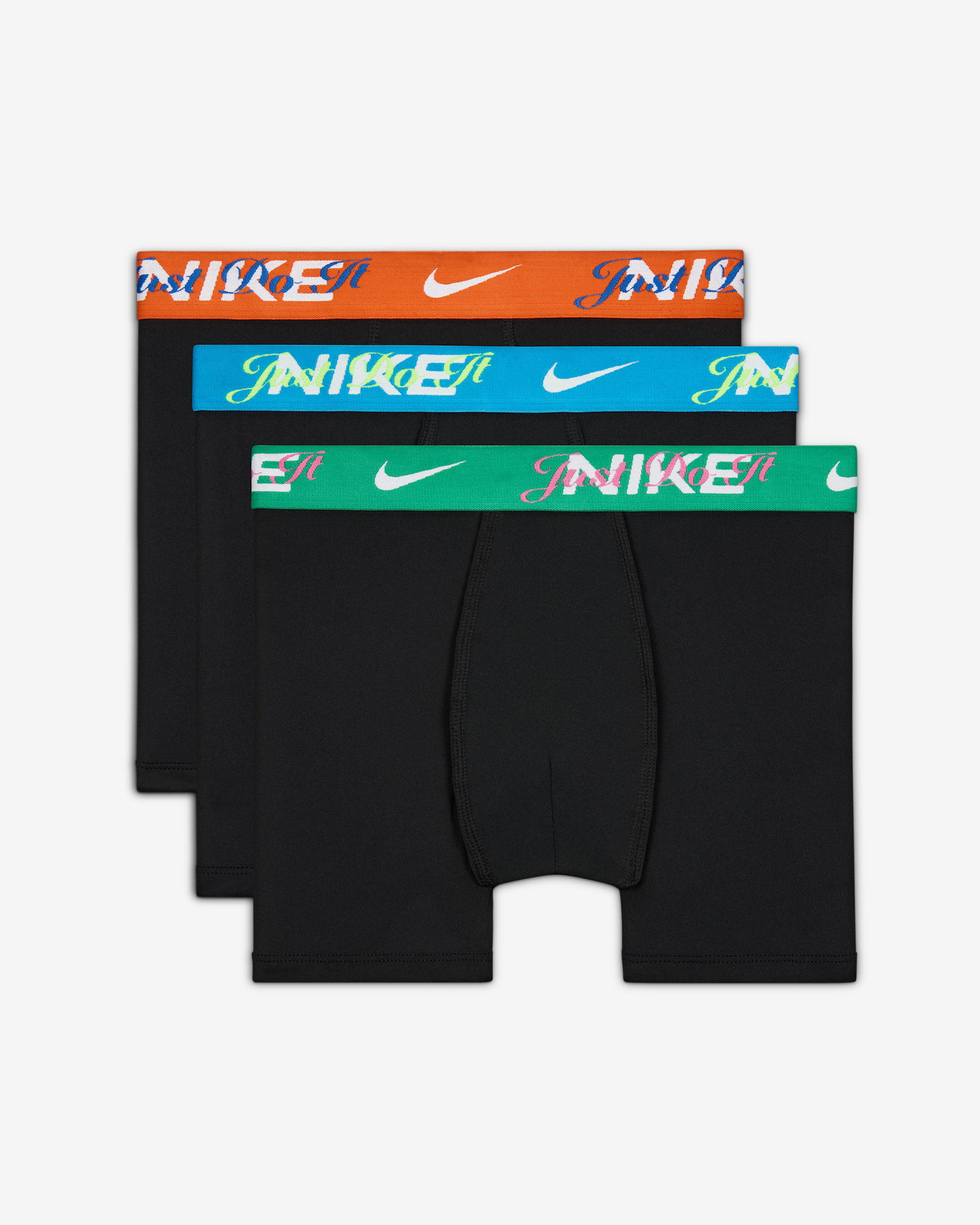 Ropa interior hasta la pretina "Just Do It" para niños talla grande (paquete de 3) Nike Dri-FIT - Negro