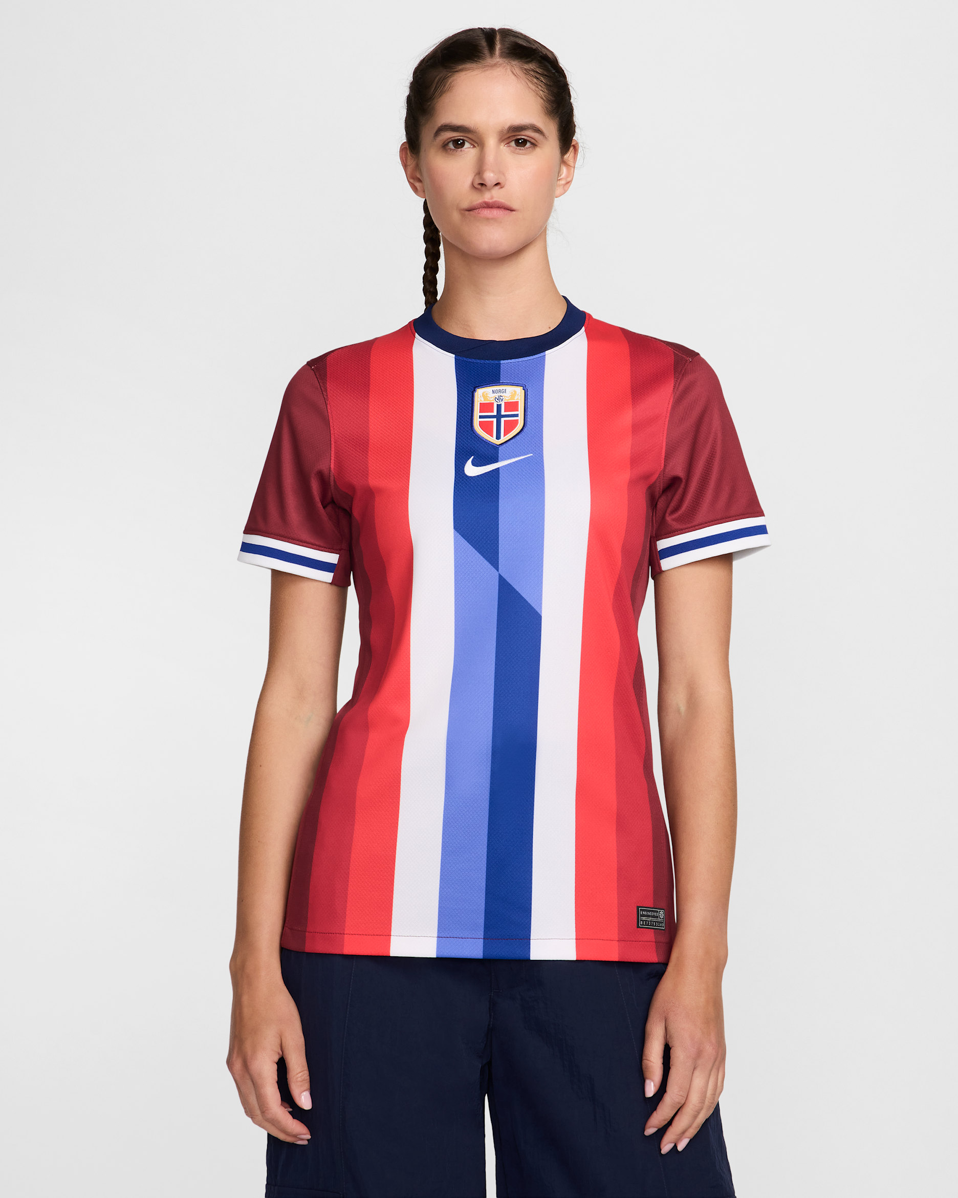 Maillot de foot Replica Nike Dri-FIT Norvège 2024 Stadium Domicile pour femme - Team Red/Blue Void/Blanc